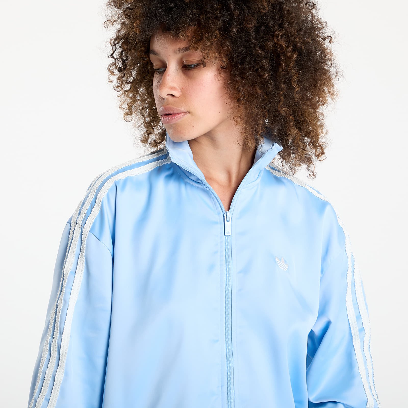 Jackets adidas Originals Satin Firebird Track Top Ruffle 3-Stripes Clear Sky
