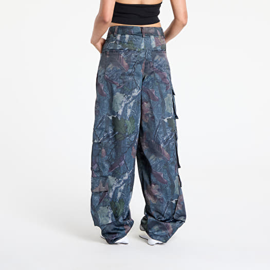 adidas Originals Leaf Camo Print Satin Cargo Joggers Black/ White