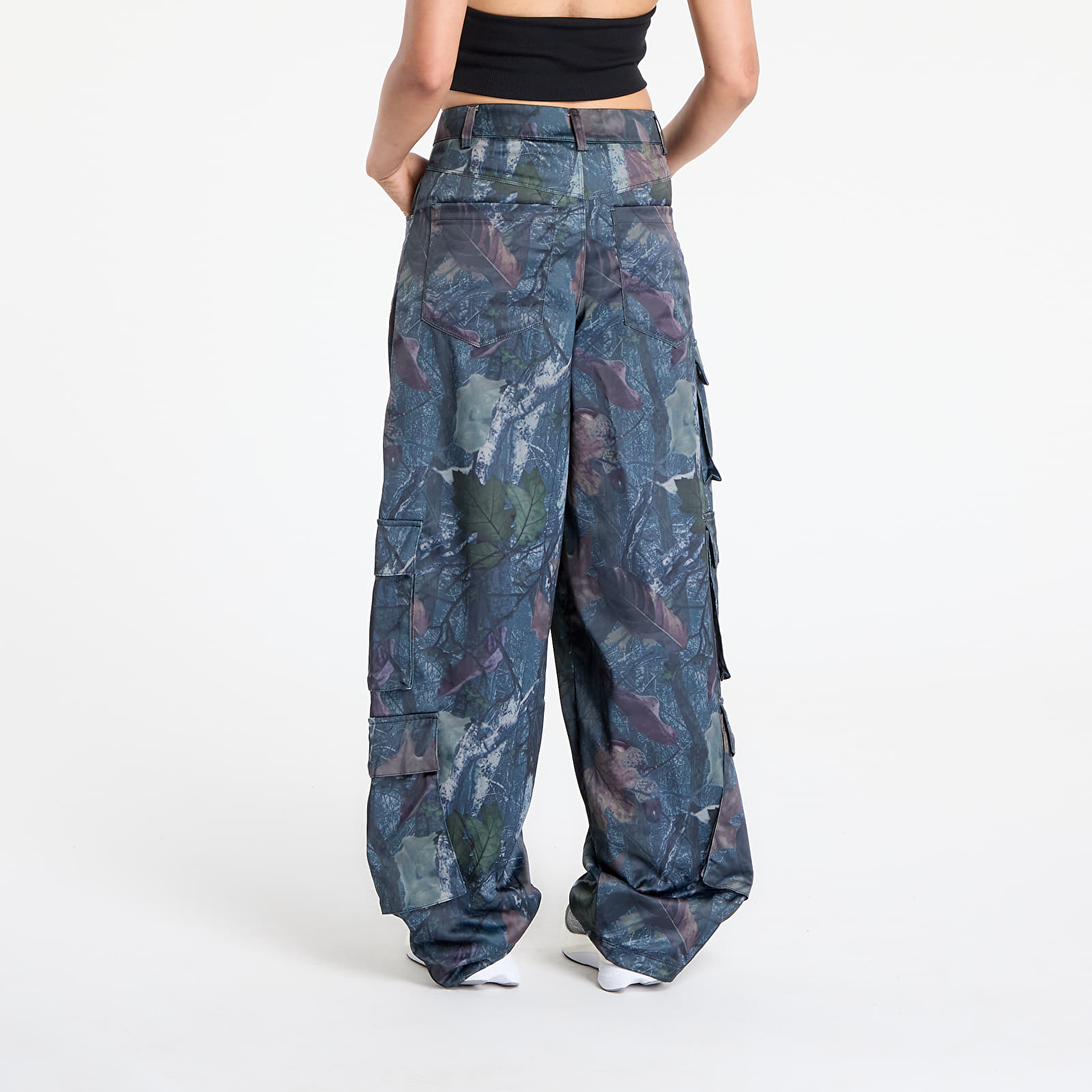 Kalhoty adidas Originals Leaf Camo Print Satin Cargo Joggers Black/ White