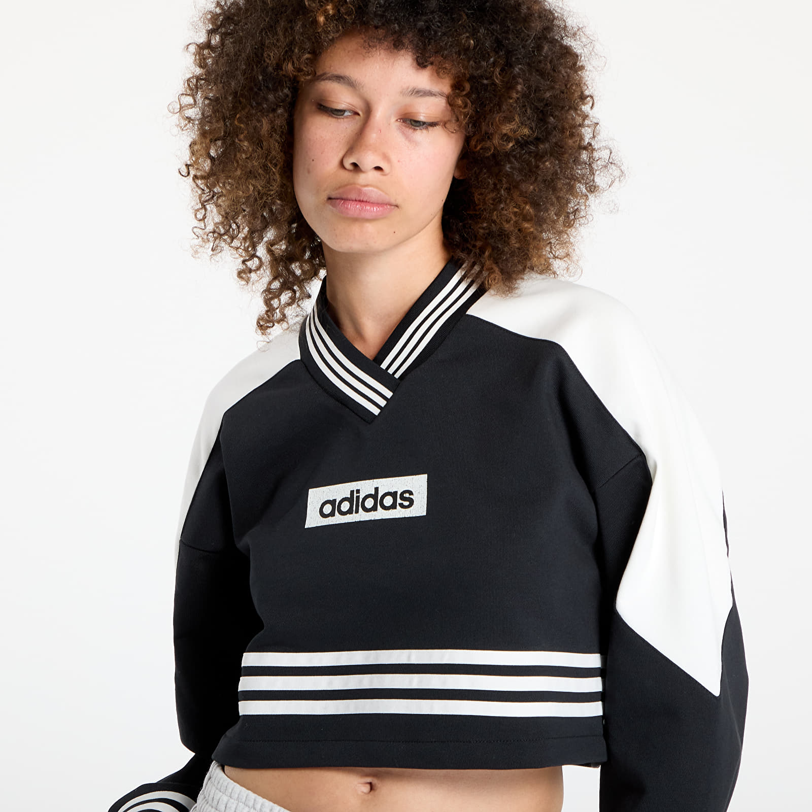 Mikiny adidas Blocking Crewneck Sweatshirt Black/ Off White