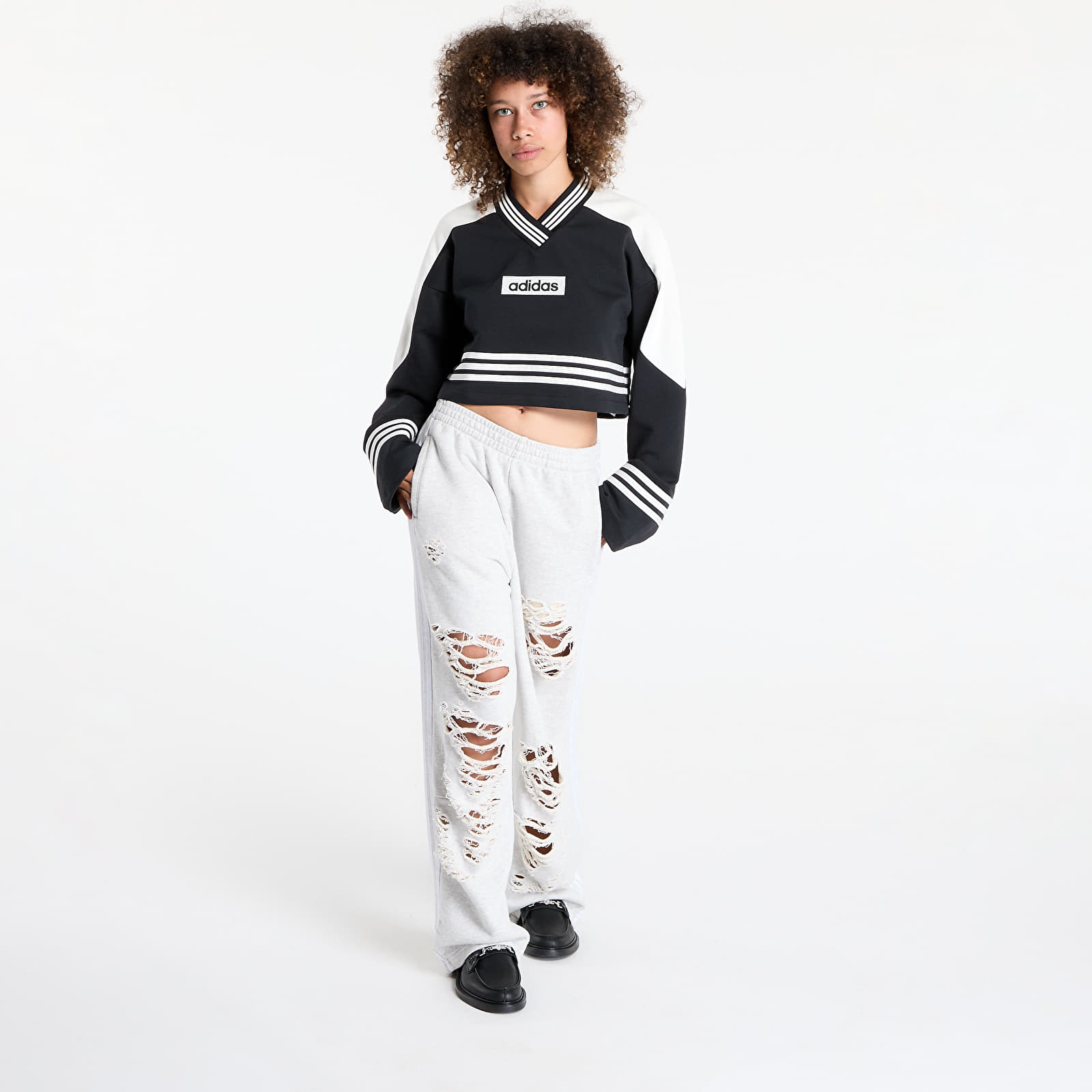 Mikiny adidas Blocking Crewneck Sweatshirt Black/ Off White