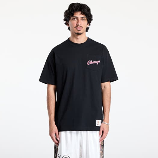 T-shirt Mitchell & Ness NBA Vintage Logo Bulls Double Hit Shortsleeve Pocket Tee Black