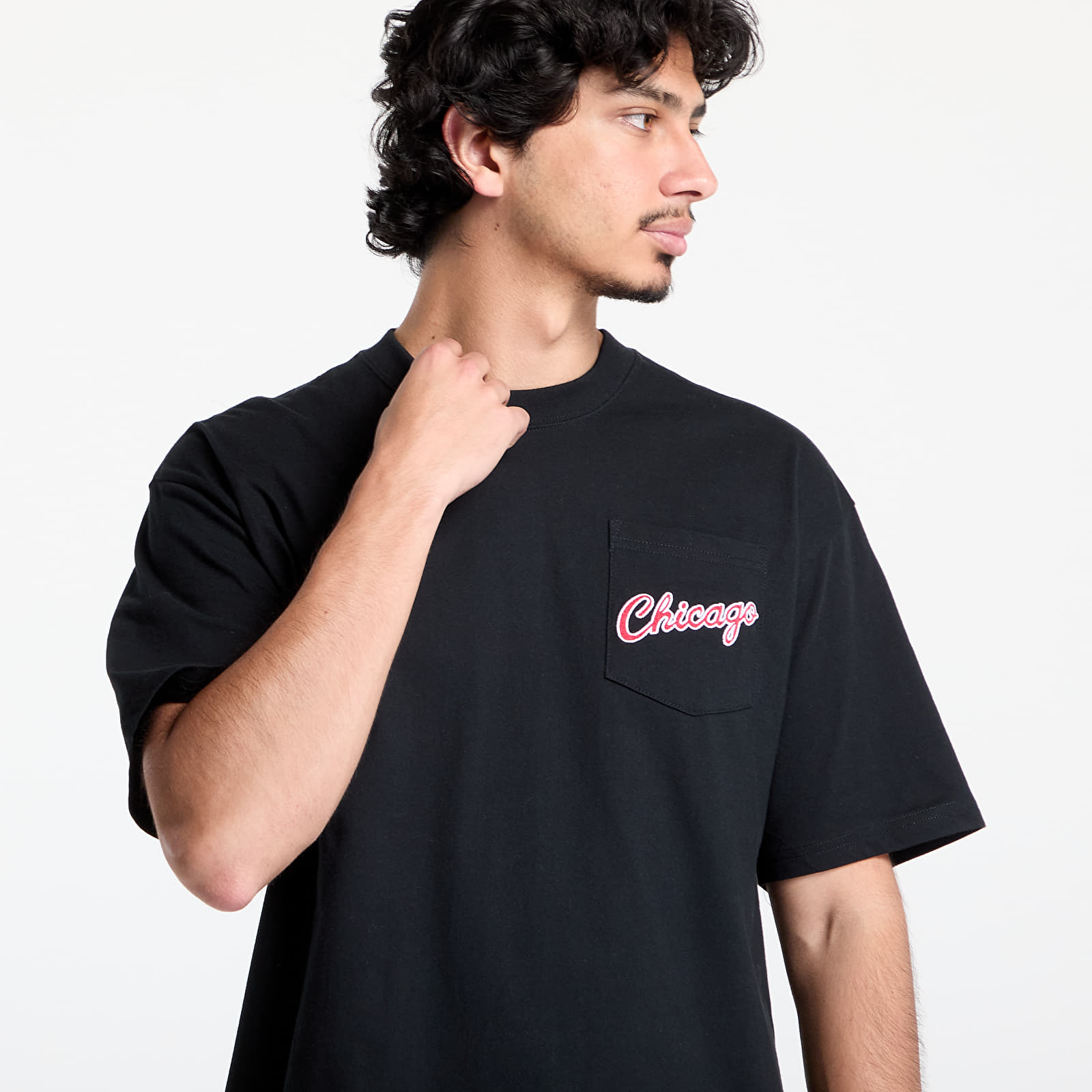T-shirts Mitchell & Ness NBA Vintage Logo Bulls Double Hit Shortsleeve Pocket Tee Black