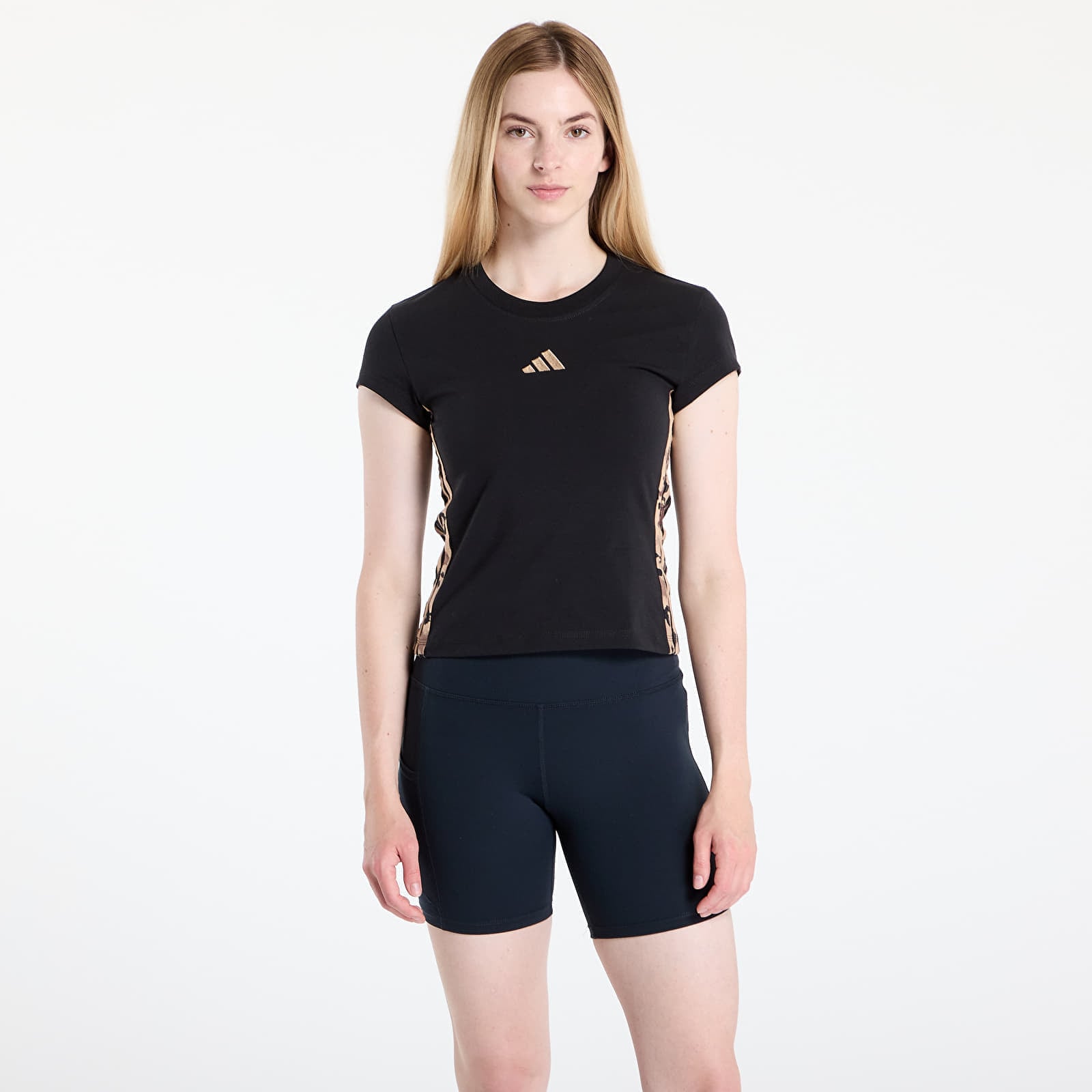 Tricou adidas W Aop Tee Black/ Multicolor/ Warm Sand S