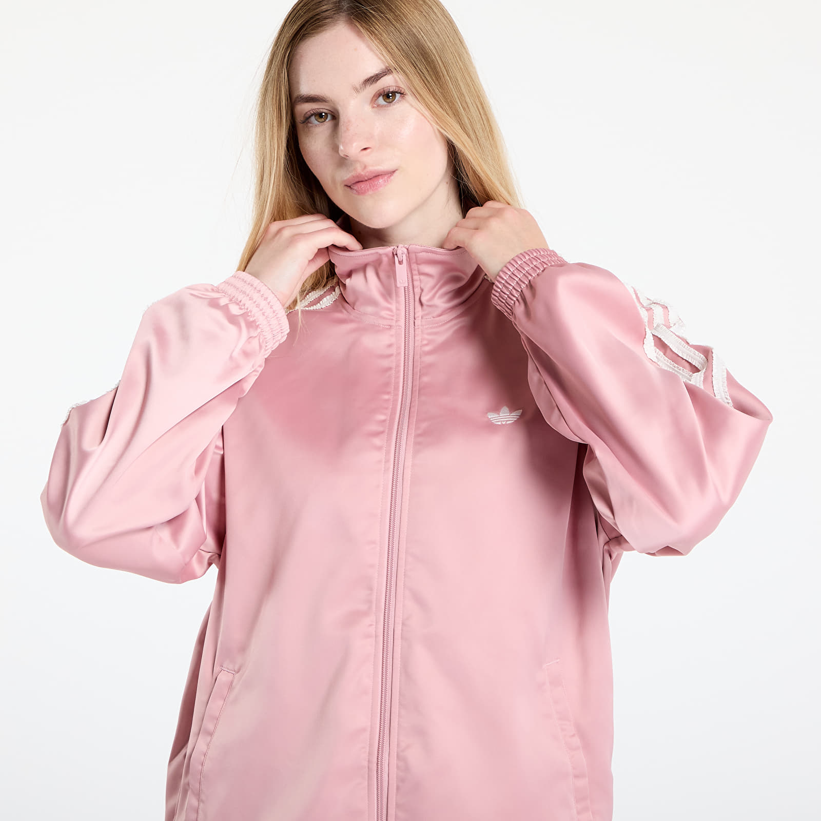 Kurtki adidas Originals Satin Firebird Track Top Ruffle 3-Stripes Wonder Mauve