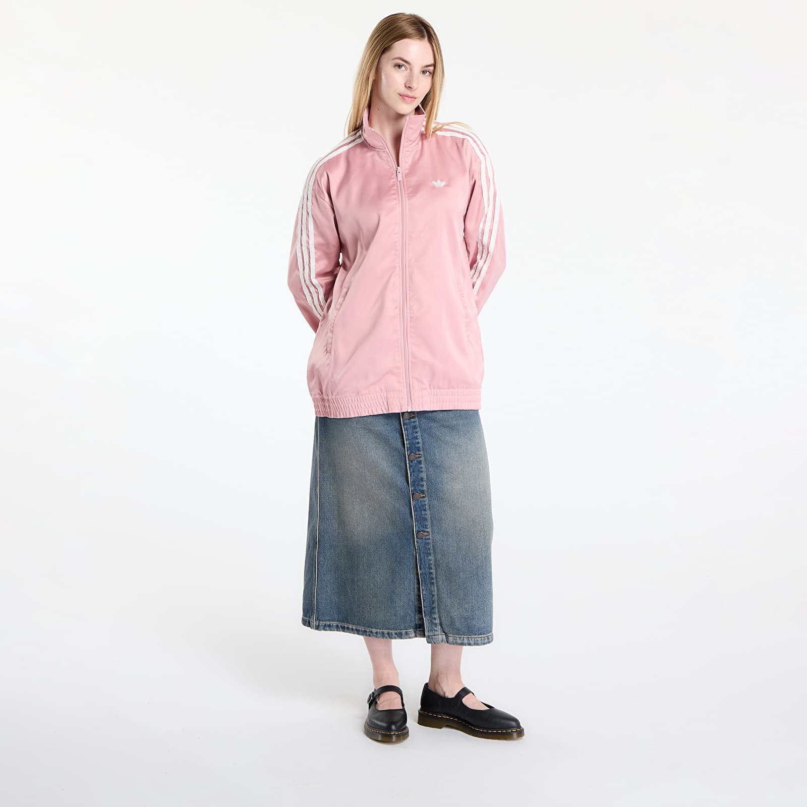Kurtki adidas Originals Satin Firebird Track Top Ruffle 3-Stripes Wonder Mauve