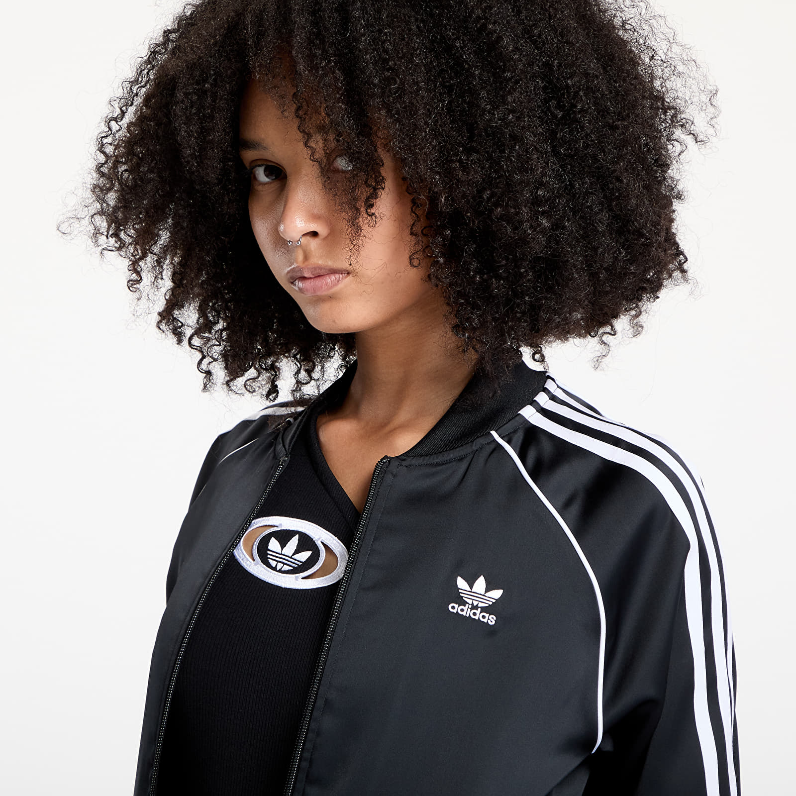 Bluzy adidas SST Adicolor Satin Track Top Black/ White