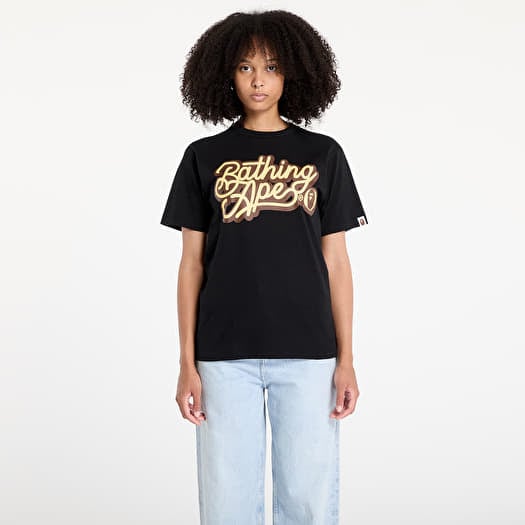 T-shirt A BATHING APE Bathing Ape Script Logo Tee UNISEX Black/ Brown