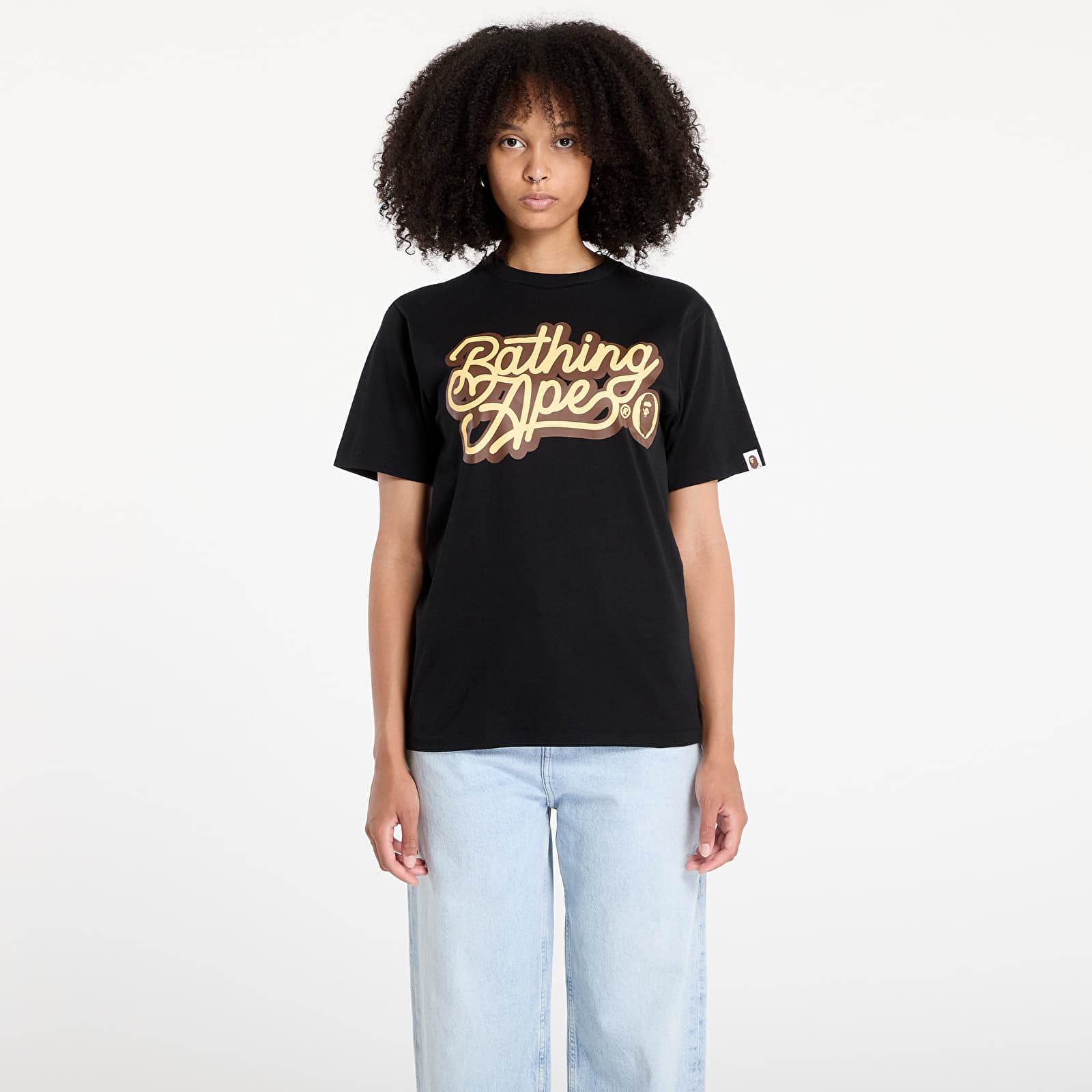 T-Shirts A BATHING APE Bathing Ape Script Logo Tee UNISEX Black/ Brown