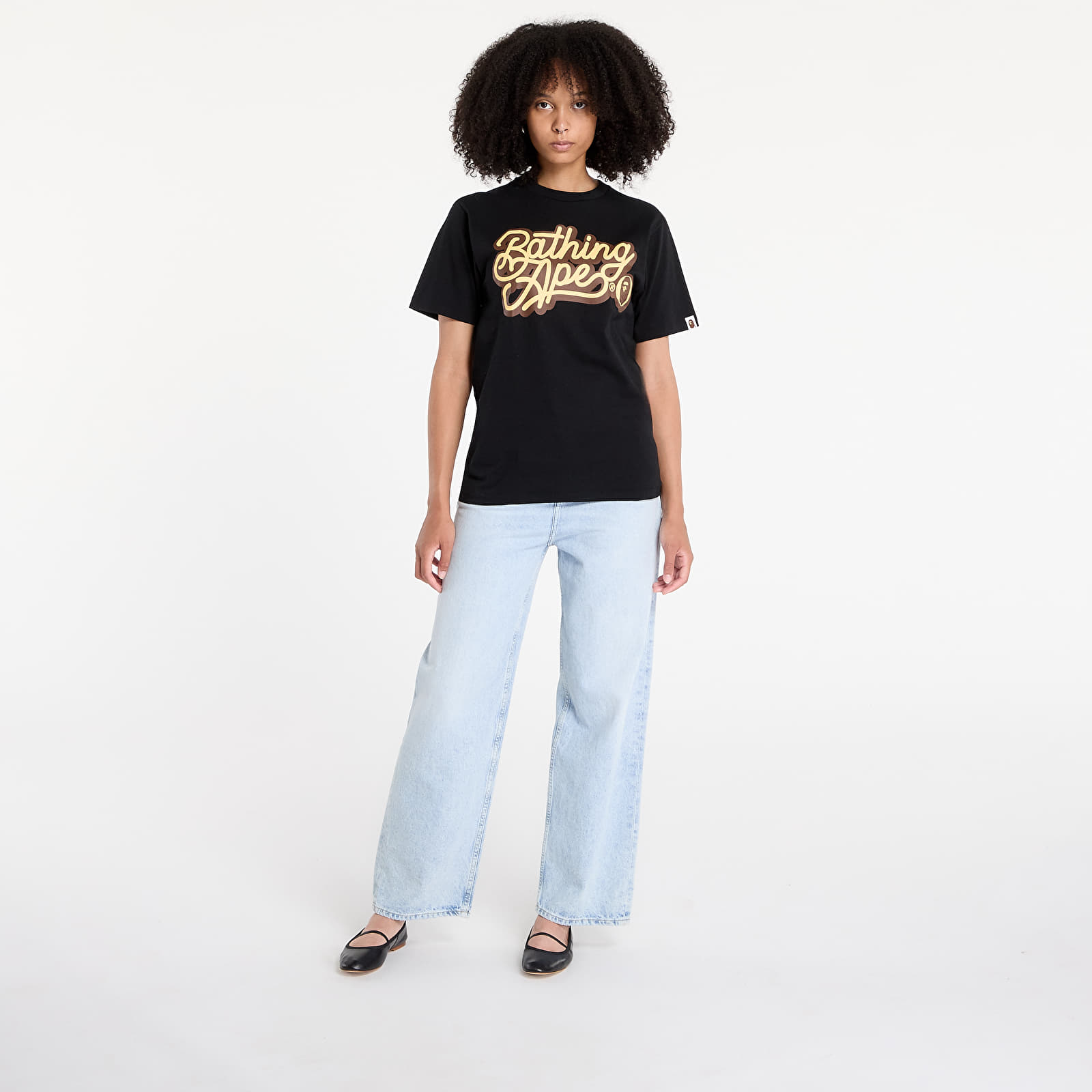 T-Shirts A BATHING APE Bathing Ape Script Logo Tee UNISEX Black/ Brown