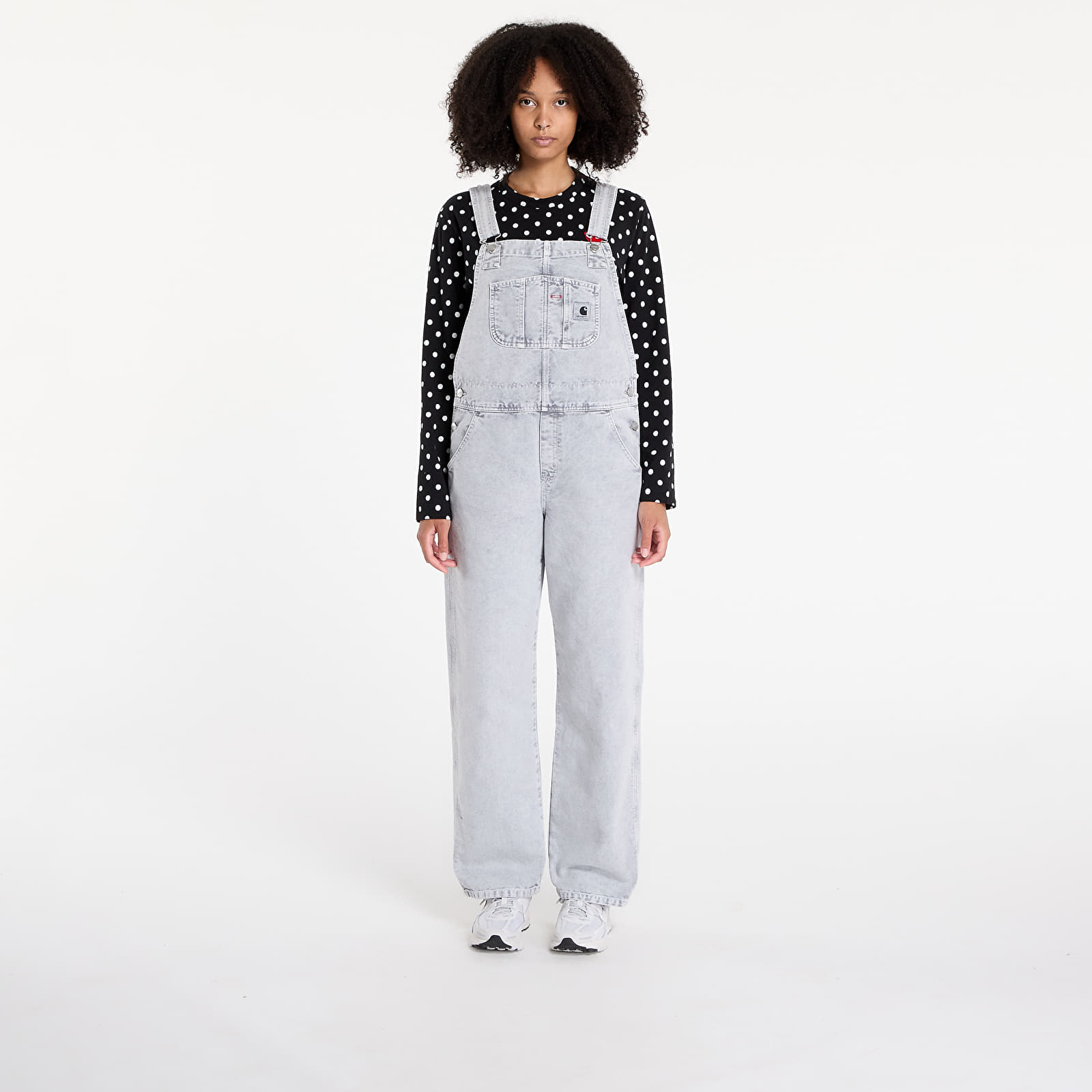 Jeansy Carhartt WIP W' Bib Overall Straight Black Chalk Wash
