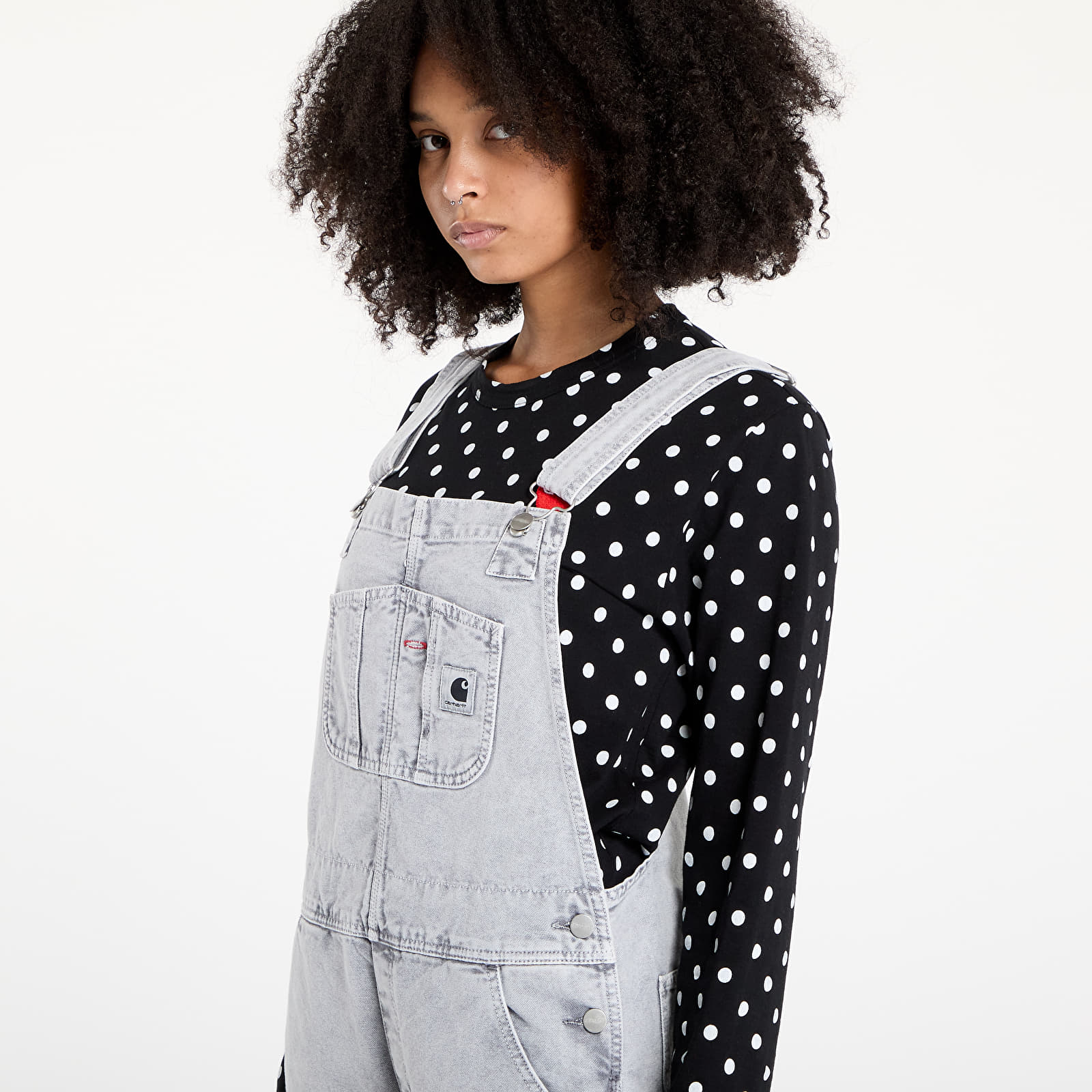 Jeansy Carhartt WIP W' Bib Overall Straight Black Chalk Wash