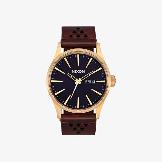 Armbanduhr Nixon Sentry Leather Watch Gold/ Indigo/ Brown