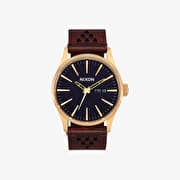 Nixon Sentry Leather Watch Gold/ Indigo/ Brown