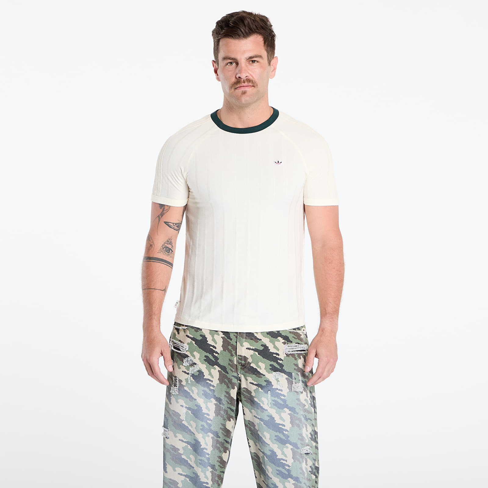 Magliette adidas x Clot Rib T-Shirt by Edison Chen Cream White/ Green Night/ Gum 2