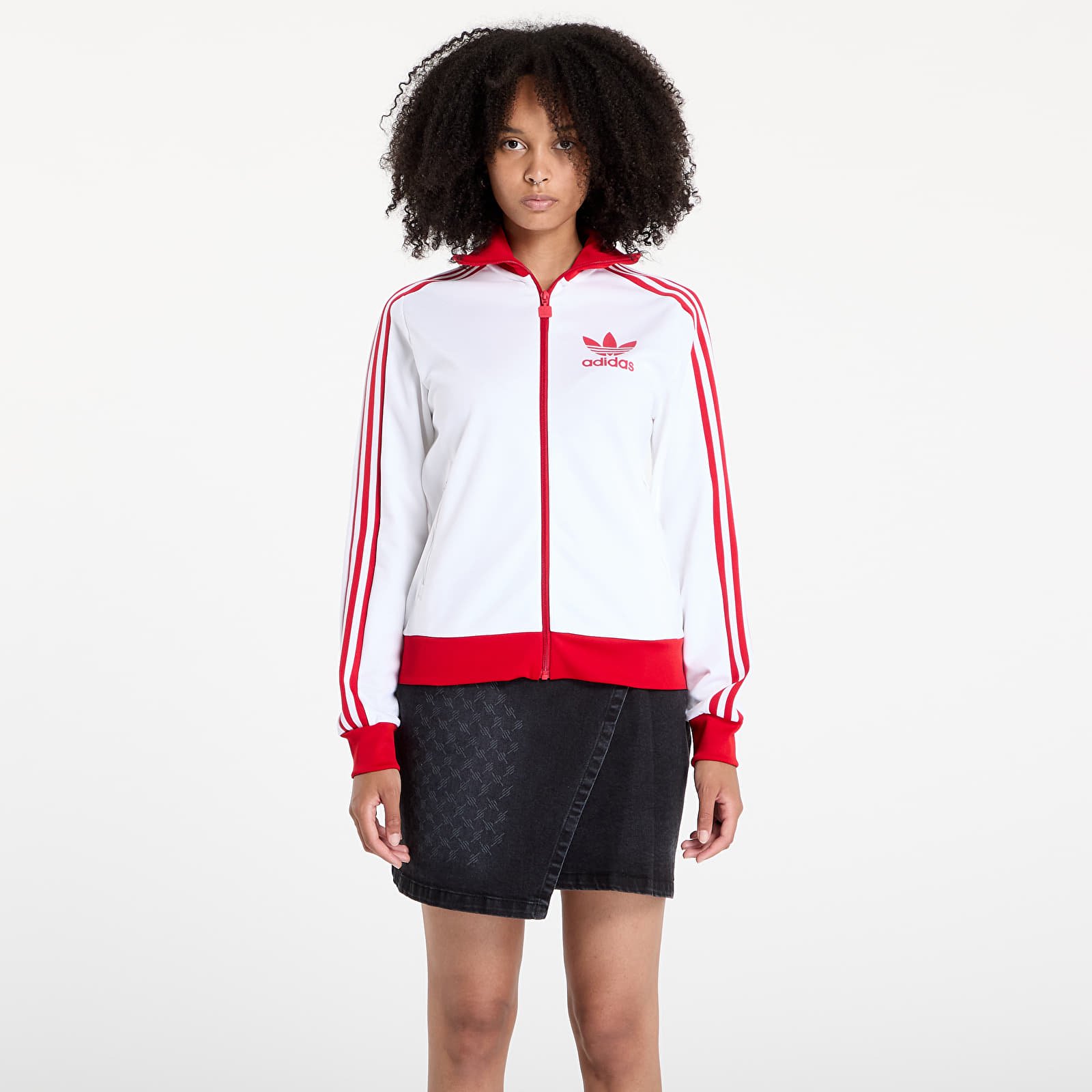 Bluzy z kapturem adidas Beckenbauer Track Top White/ Better Scarlet