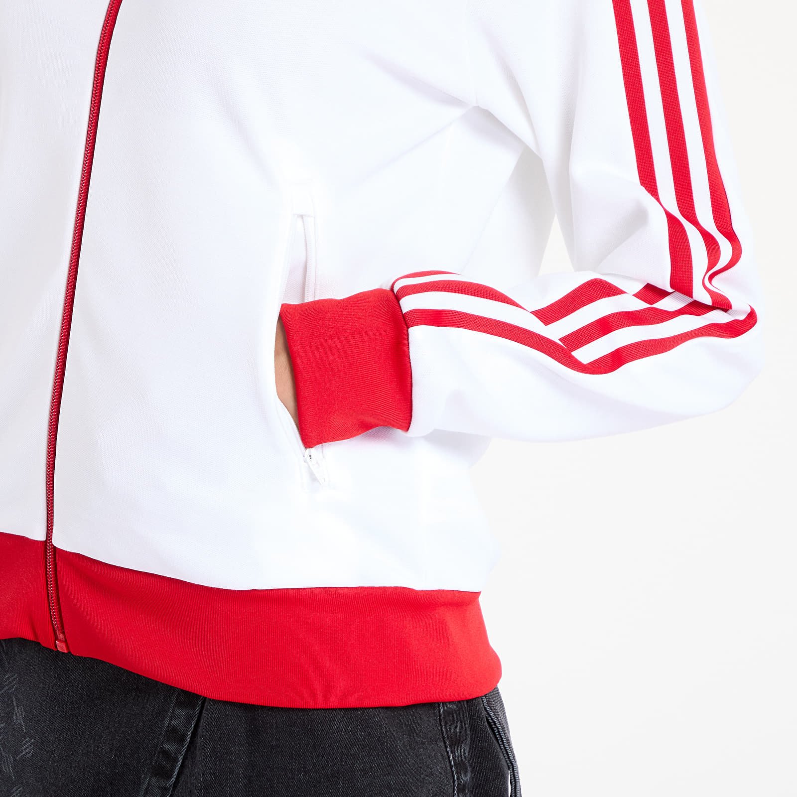 Bluzy z kapturem adidas Beckenbauer Track Top White/ Better Scarlet