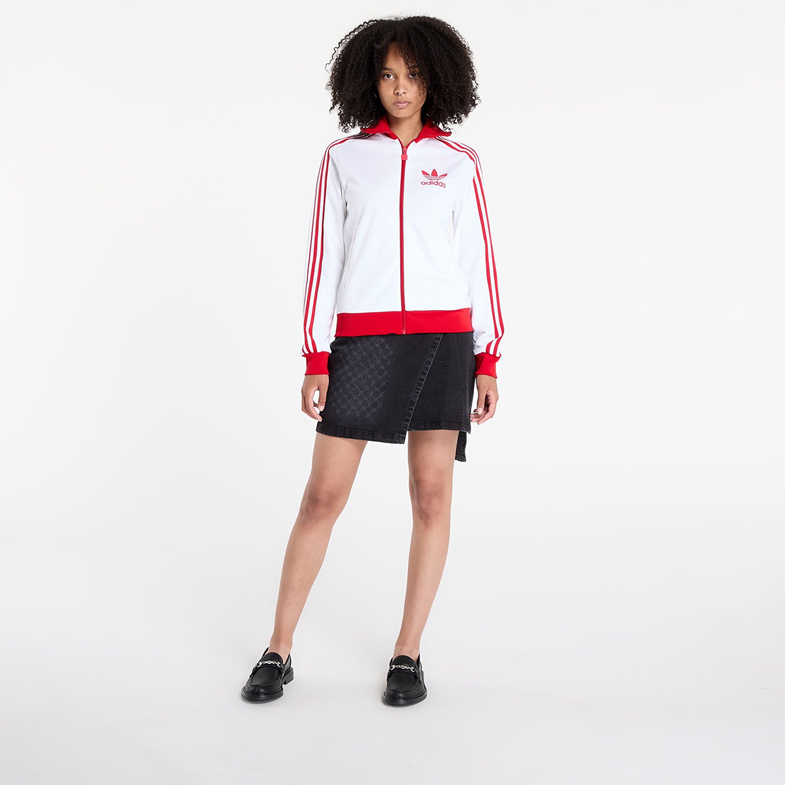 Bluzy z kapturem adidas Beckenbauer Track Top White/ Better Scarlet