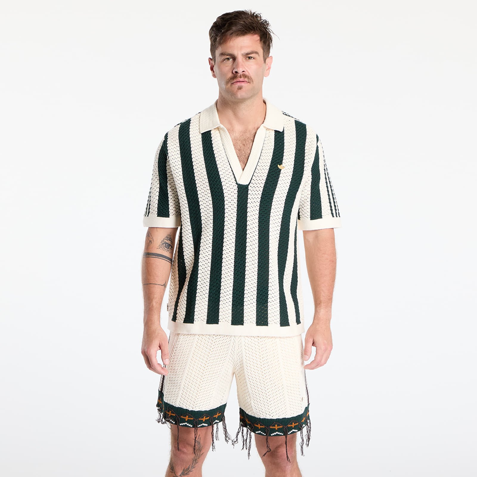 Shirt adidas x Clot Pique Polo by Edison Chen Green Night/ Cream White/ Ftwr White XXL