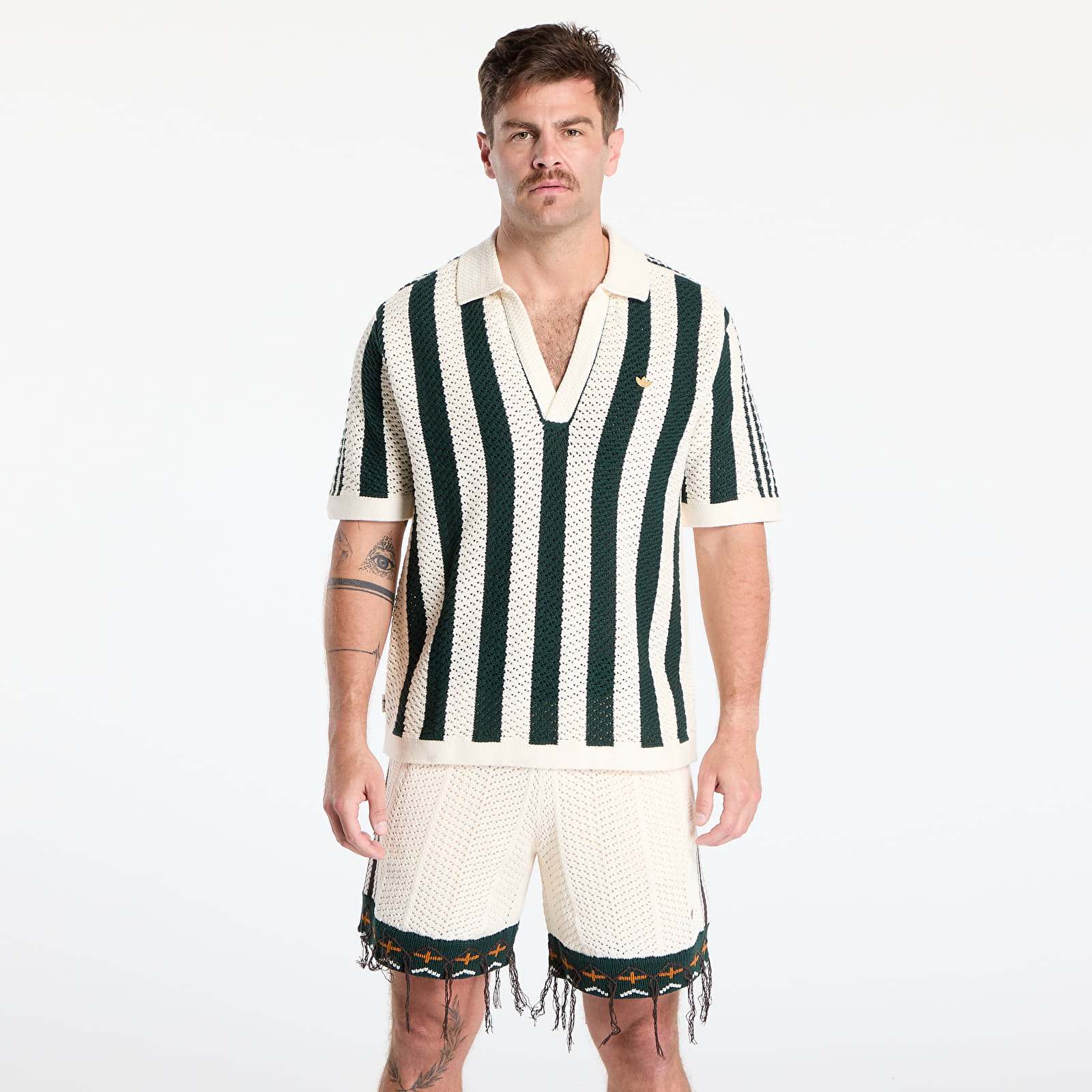 Hemden adidas x Clot Pique Polo by Edison Chen Green Night/ Cream White/ Ftwr White