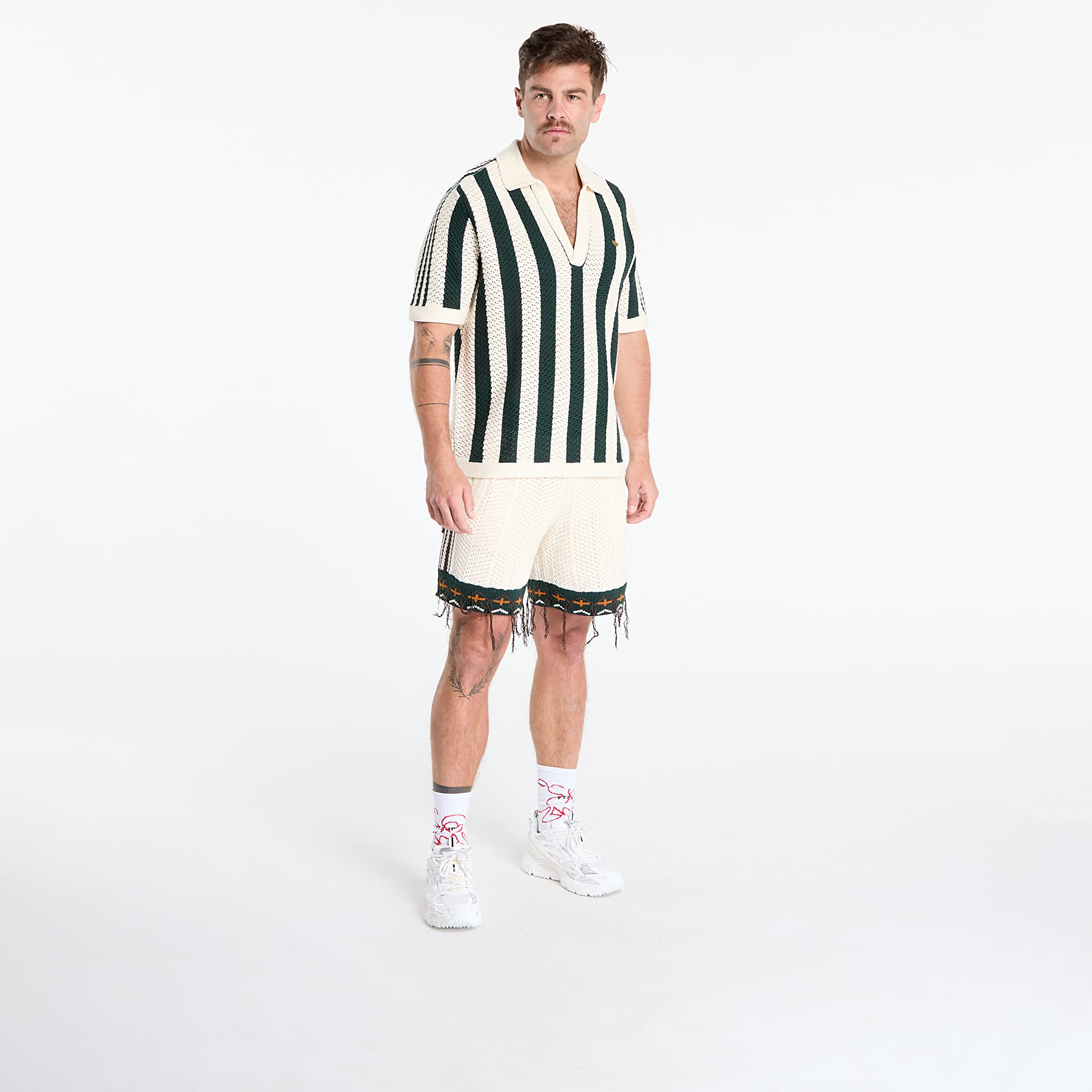 Hemden adidas x Clot Pique Polo by Edison Chen Green Night/ Cream White/ Ftwr White