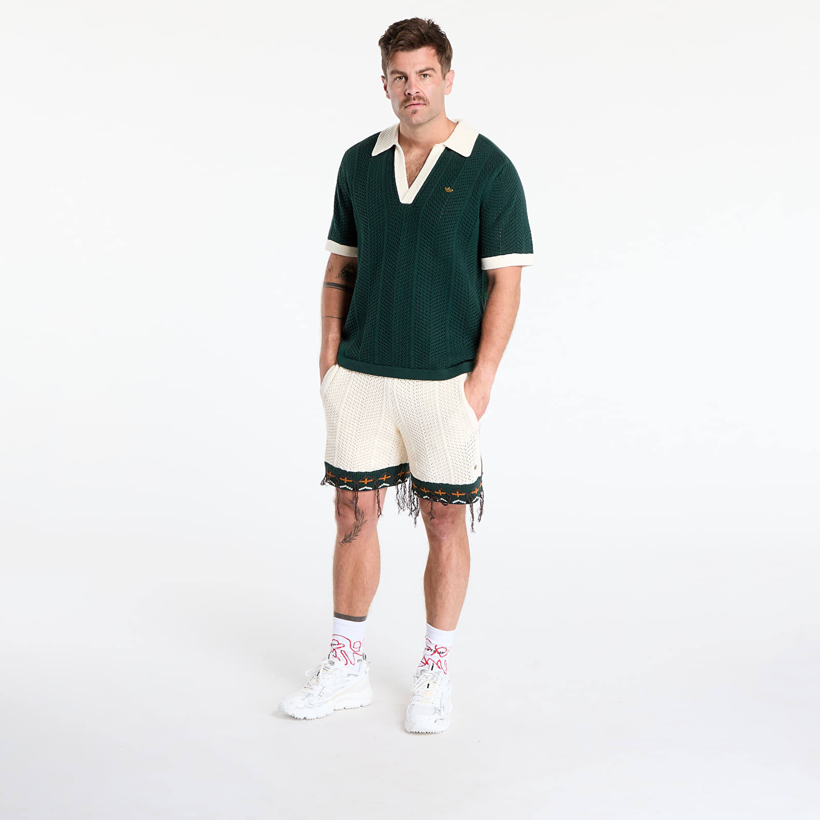Pantaloncini uomo adidas x Clot by Edison Chen Crochet Shorts Cream White