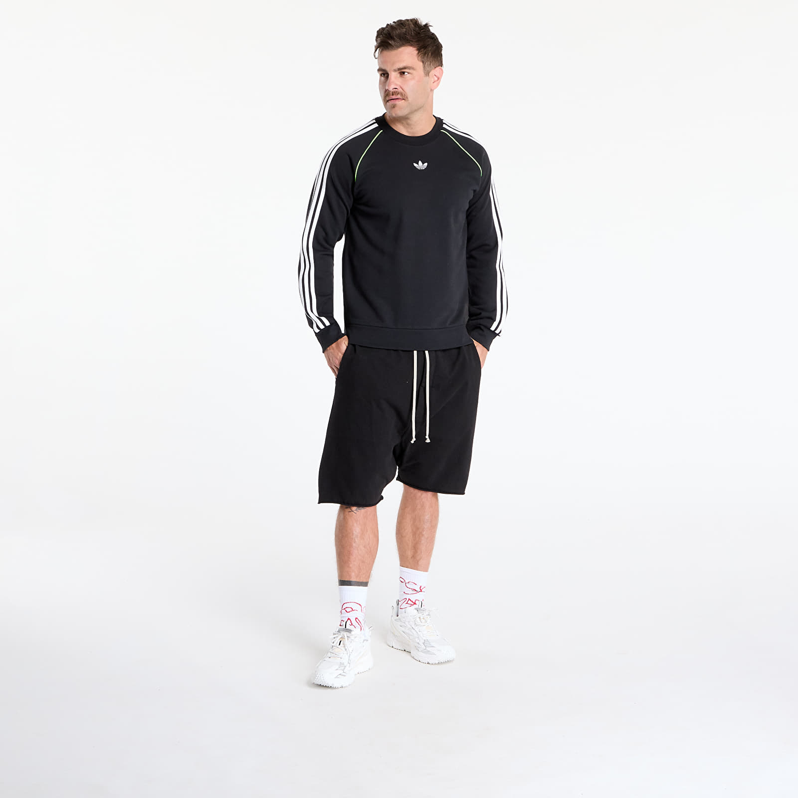 Sweatjacken und Sweatshirts adidas Piping Crewneck Black/ White