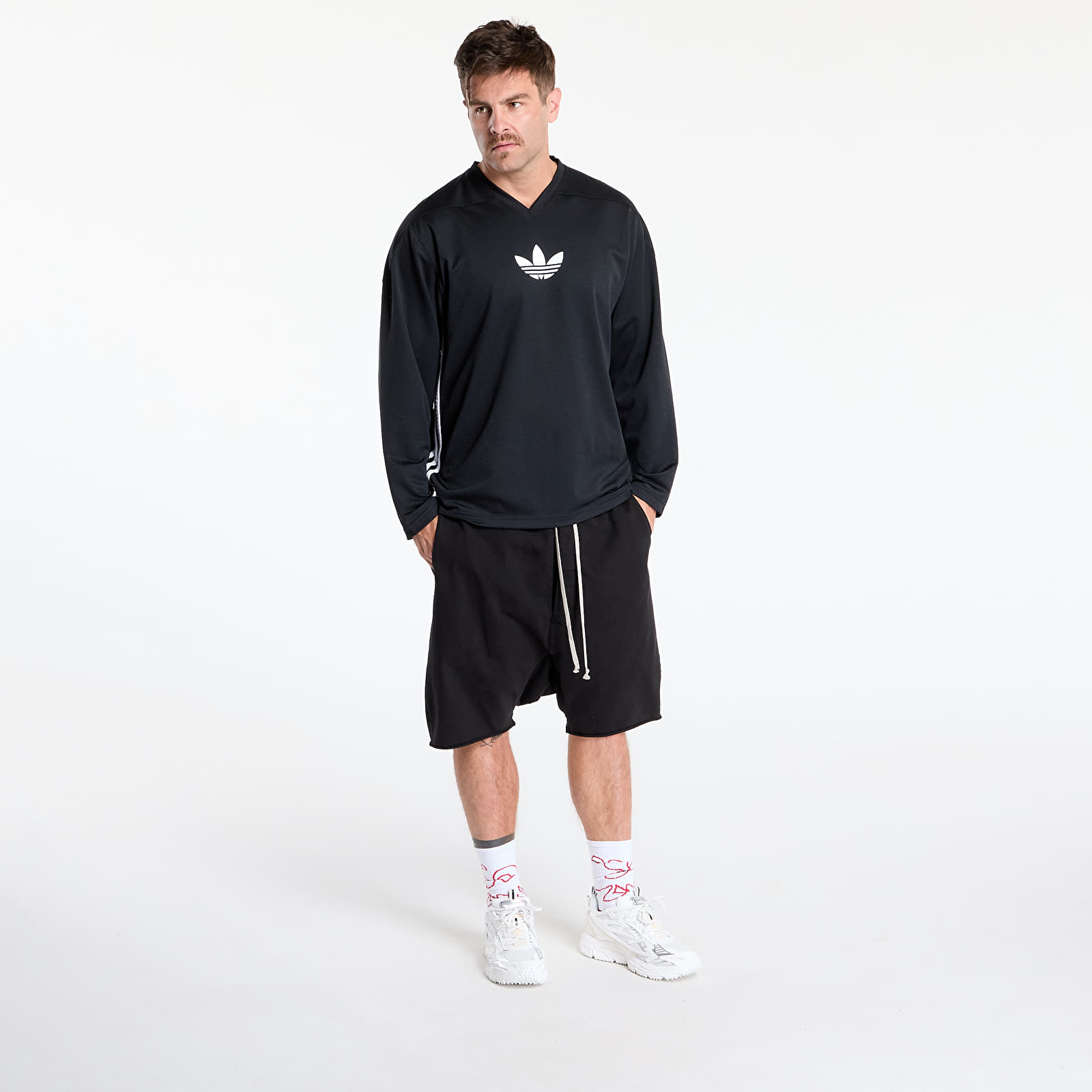 T-Shirts adidas Originals Adicolor Mesh Long Sleeve Black/ White