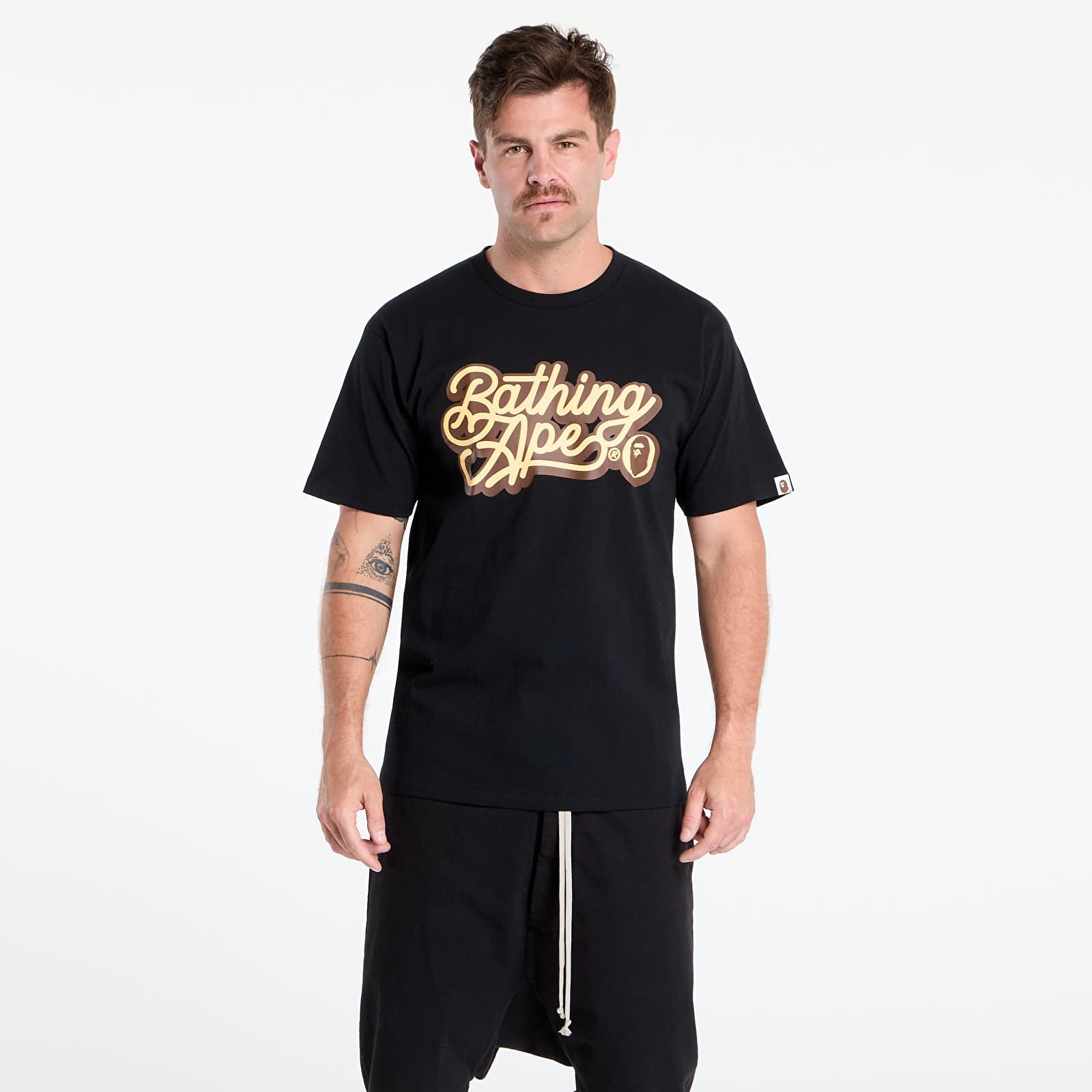 T-Shirts A BATHING APE Bathing Ape Script Logo Tee UNISEX Black/ Brown