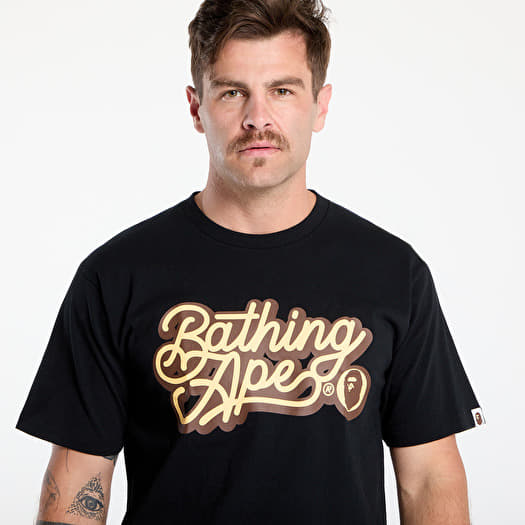 A BATHING APE Bathing Ape Script Logo Tee UNISEX Black/ Brown