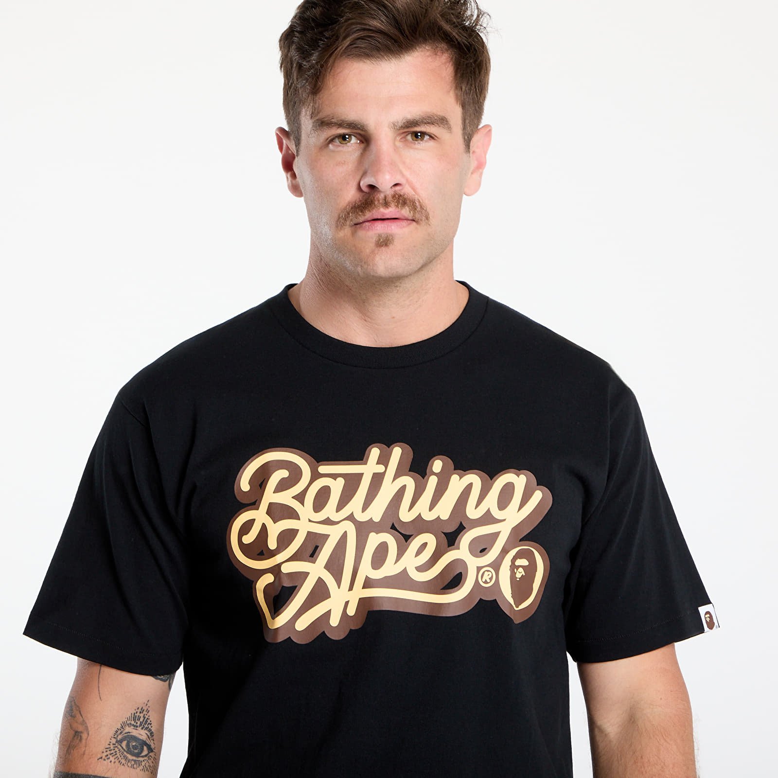 T-Shirts A BATHING APE Bathing Ape Script Logo Tee UNISEX Black/ Brown