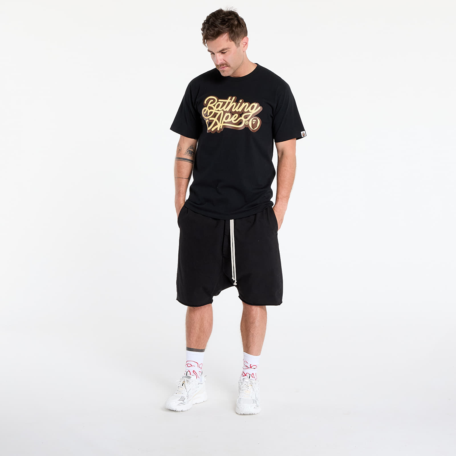 T-Shirts A BATHING APE Bathing Ape Script Logo Tee UNISEX Black/ Brown
