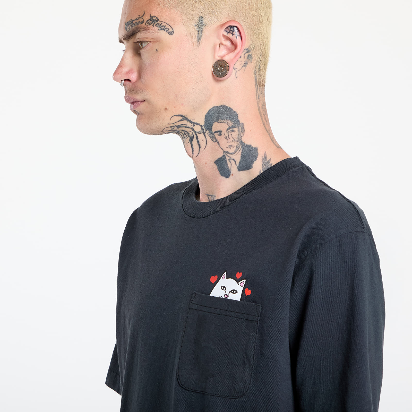 Camisetas RIPNDIP Nermal Loves Pocket Tee  Charcoal Heather