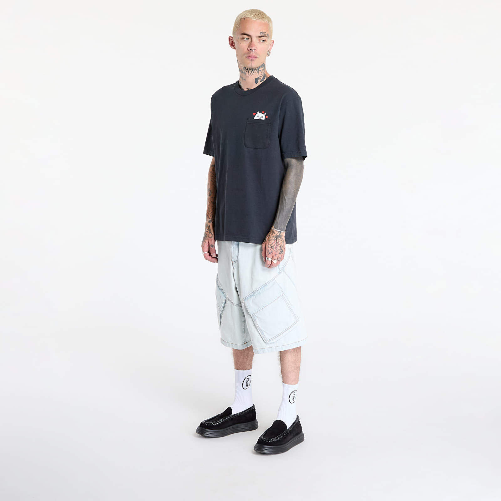 Camisetas RIPNDIP Nermal Loves Pocket Tee  Charcoal Heather