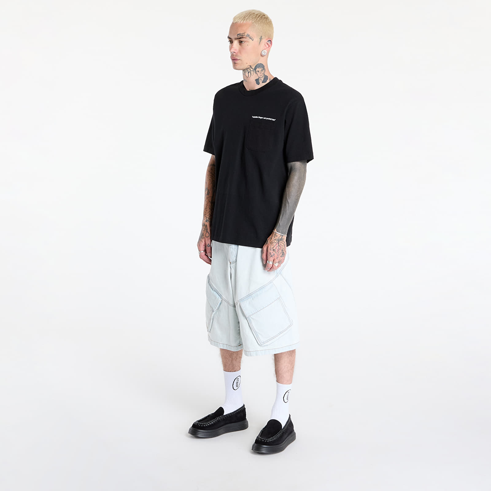 T-shirts RIPNDIP Middle Finger Cat Pocket Tee Black