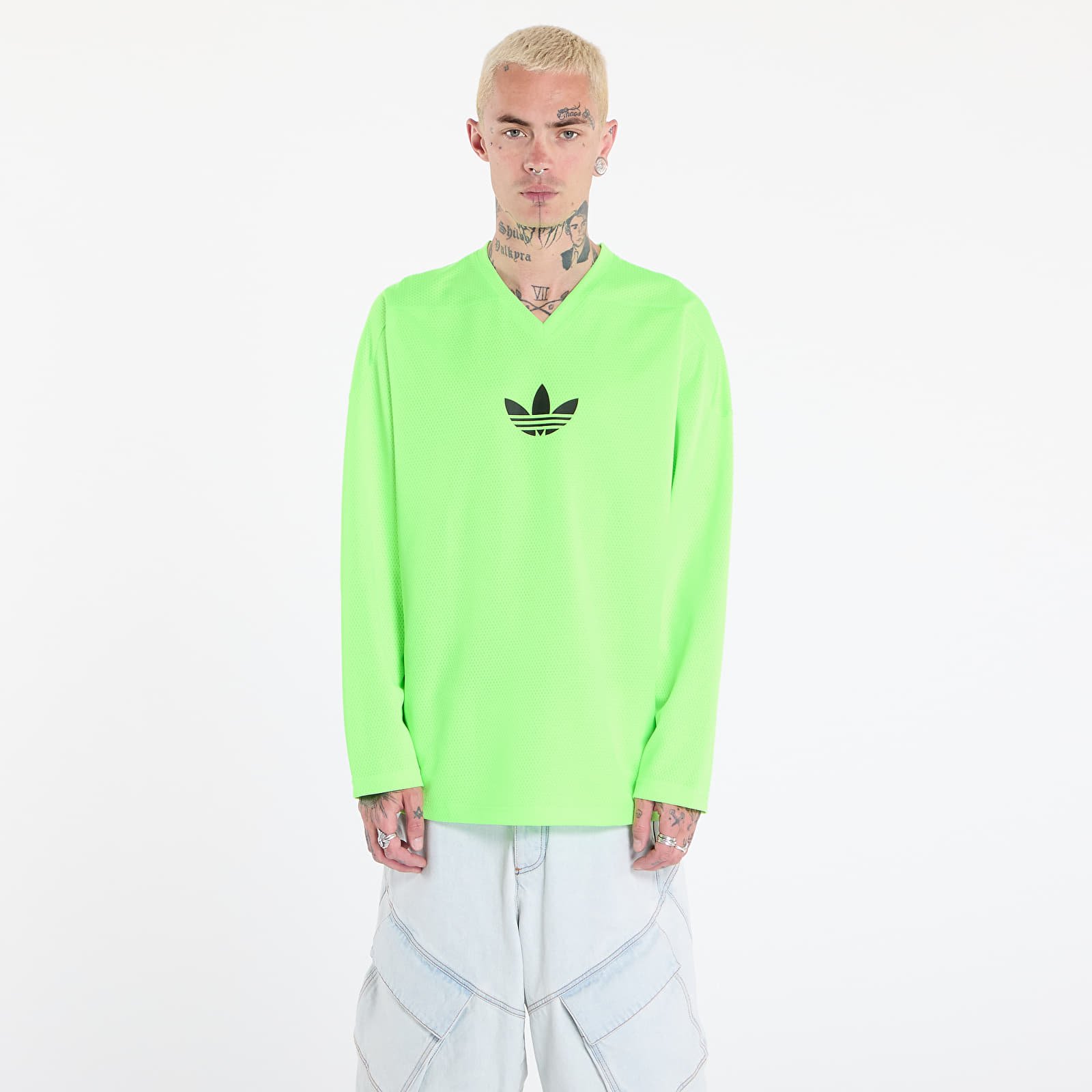 Camisetas adidas Adicolor Mesh Long Sleeve Tee Signal Green/ Black