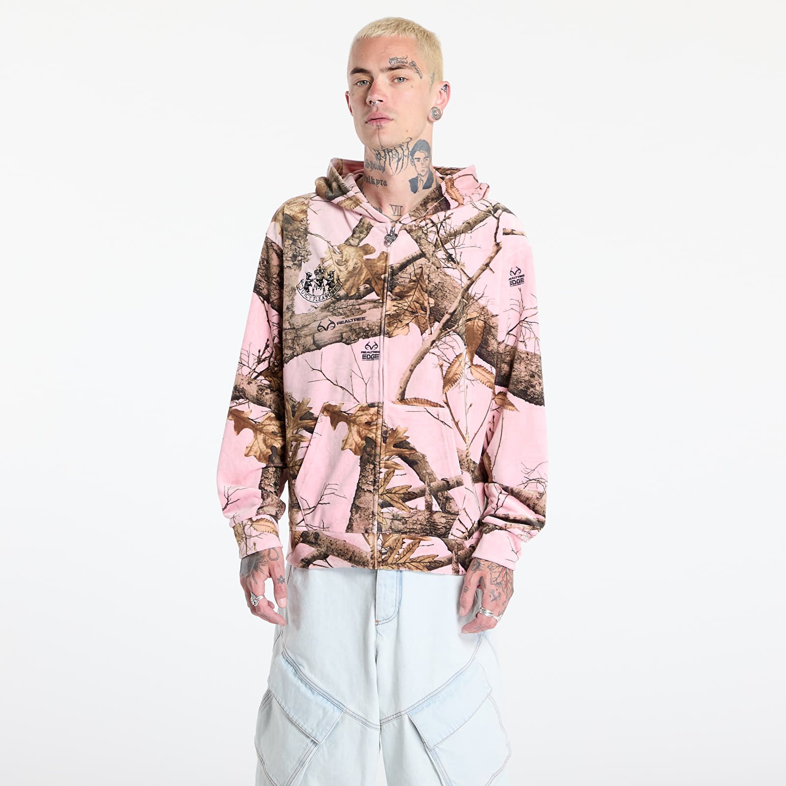 Sudaderas PLEASURES Realtree Velour Hoodie Pink Edge