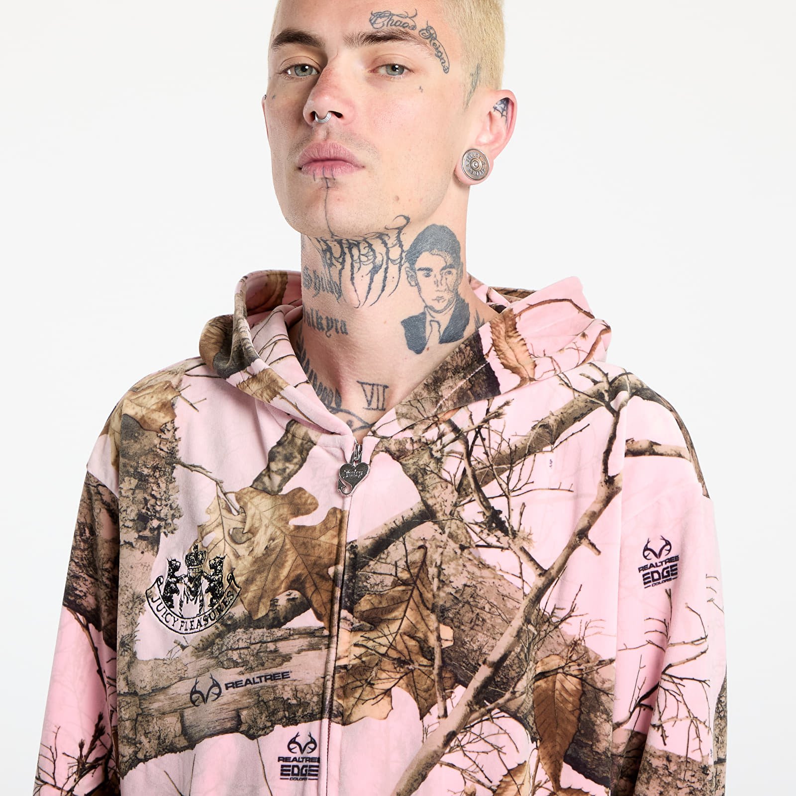 Sudaderas PLEASURES Realtree Velour Hoodie Pink Edge
