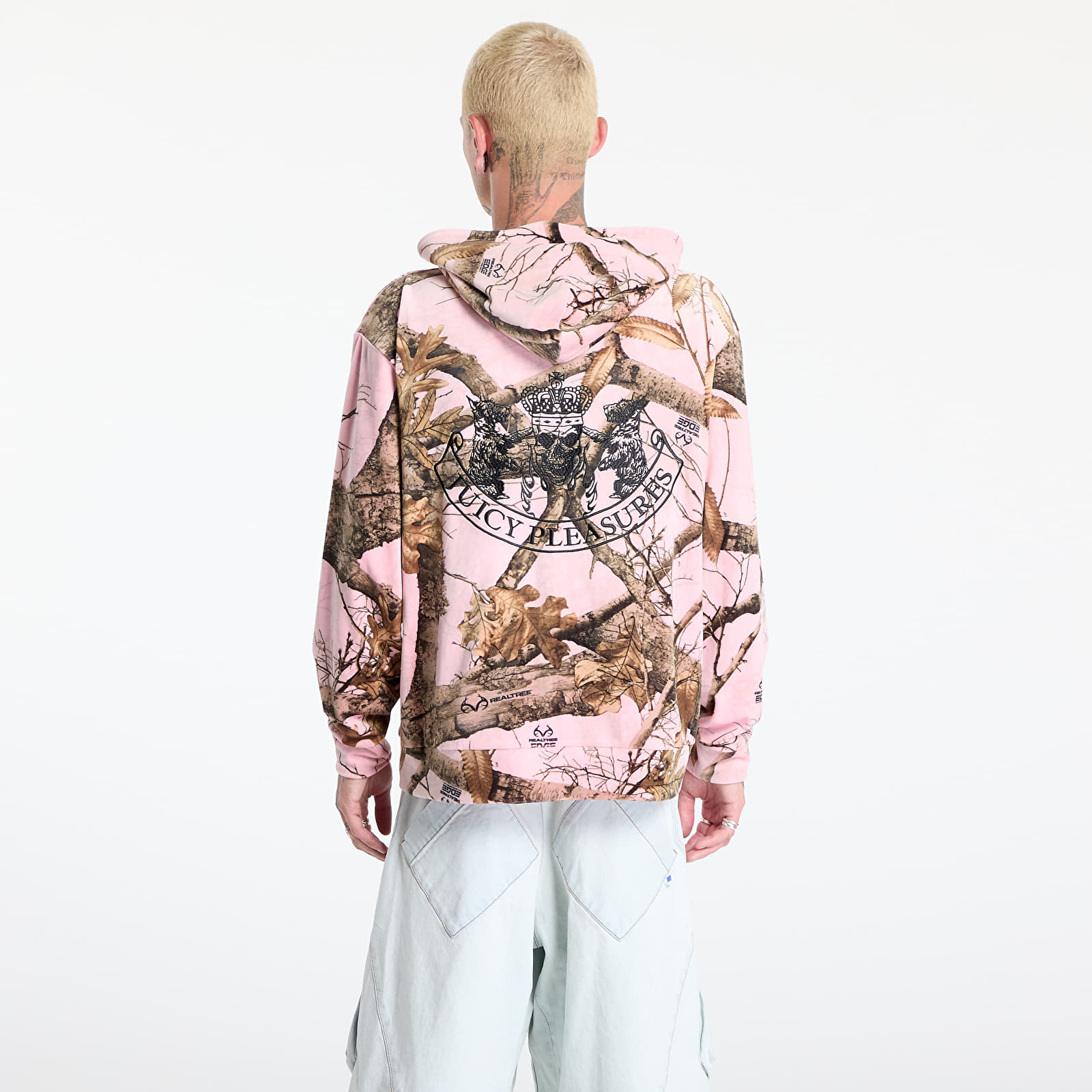 Sudaderas PLEASURES Realtree Velour Hoodie Pink Edge