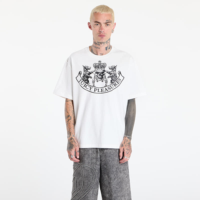 T-skjorte PLEASURES Skull Crest Heavyweight Shirt White