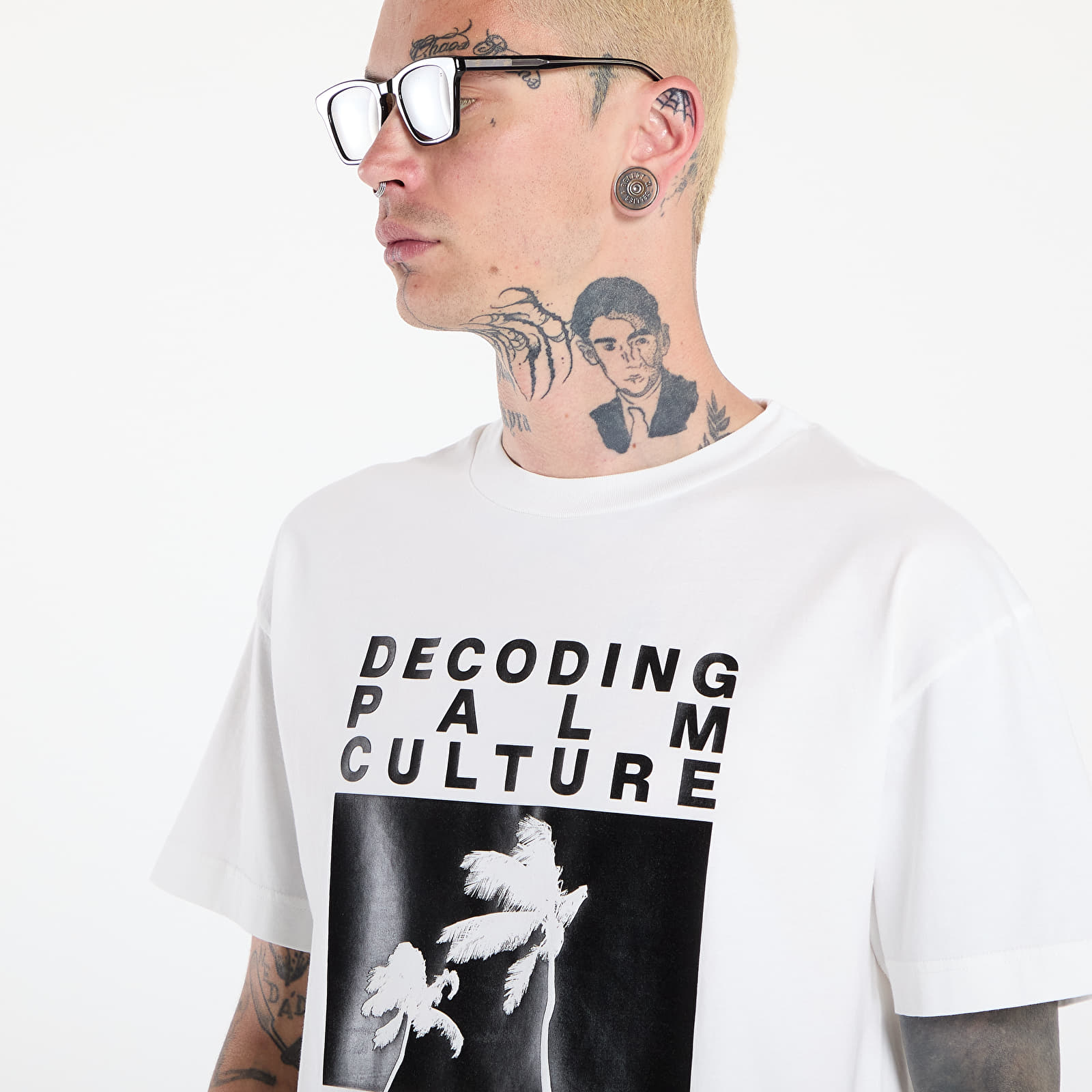   Μπλούζες Palm Angels Dec Palm Culture Reg Tee Off White/ Black