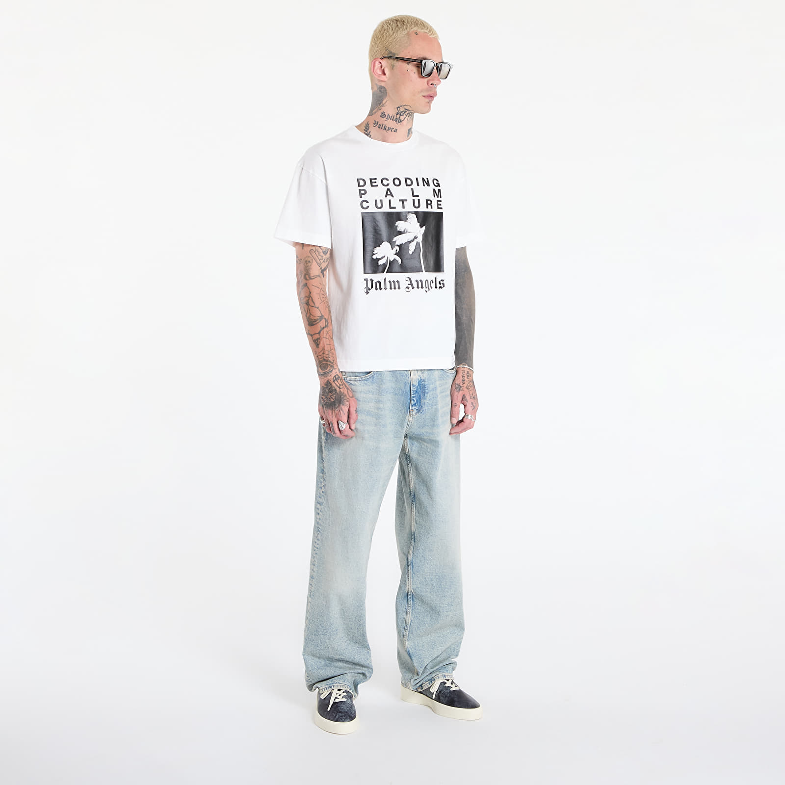   Μπλούζες Palm Angels Dec Palm Culture Reg Tee Off White/ Black