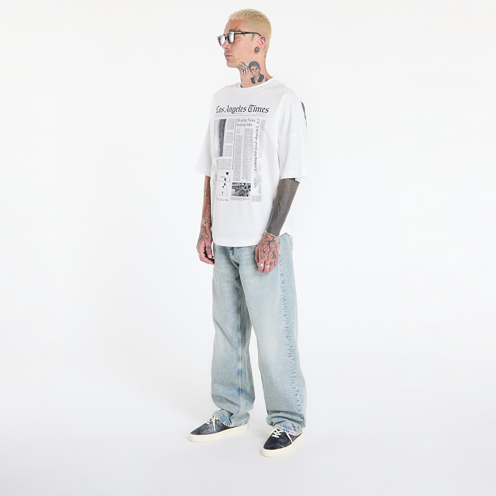   Μπλούζες Palm Angels Paxlatimes_News Over Tee Off White/ Black