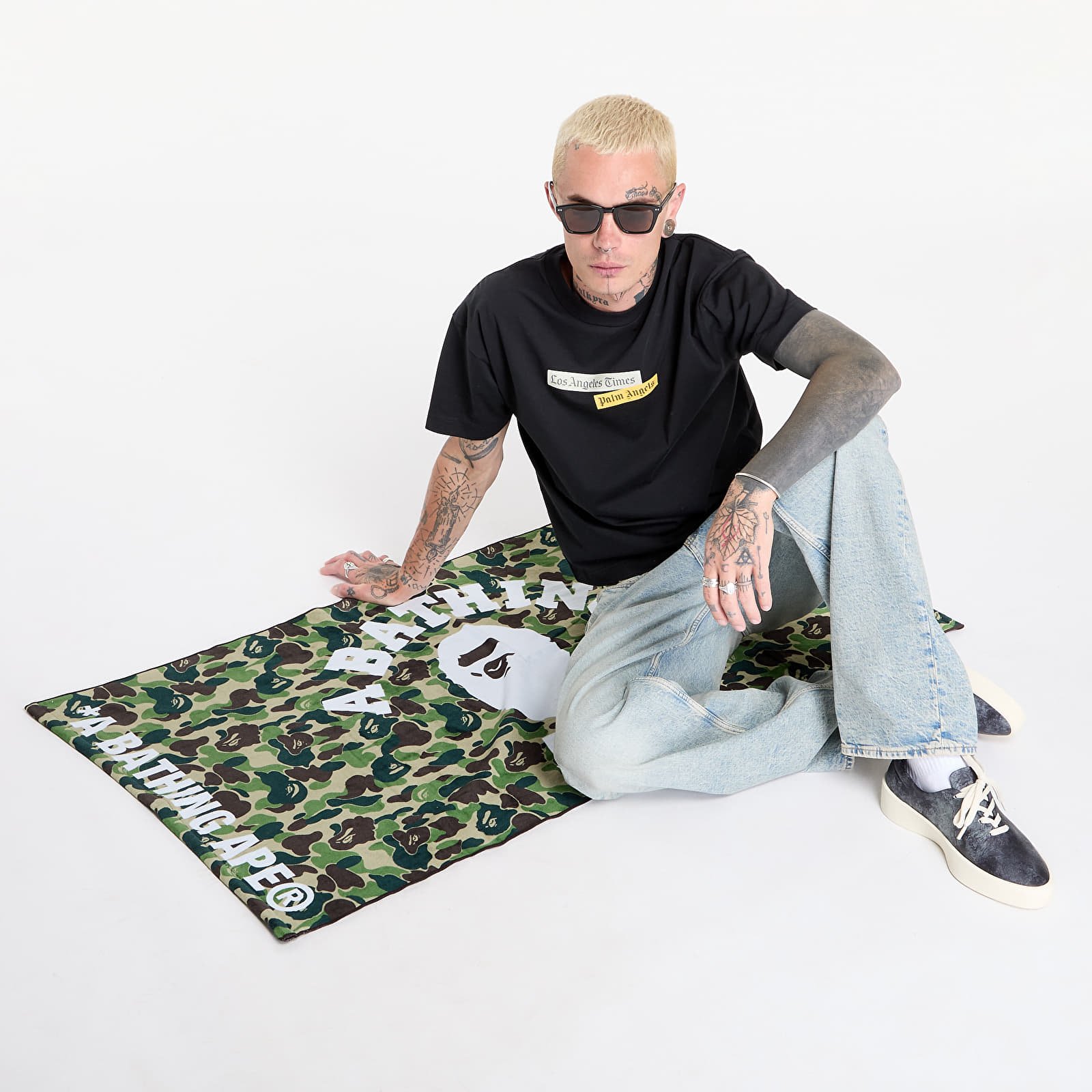 Towel A BATHING APE Abc Camo Beach Towel Green