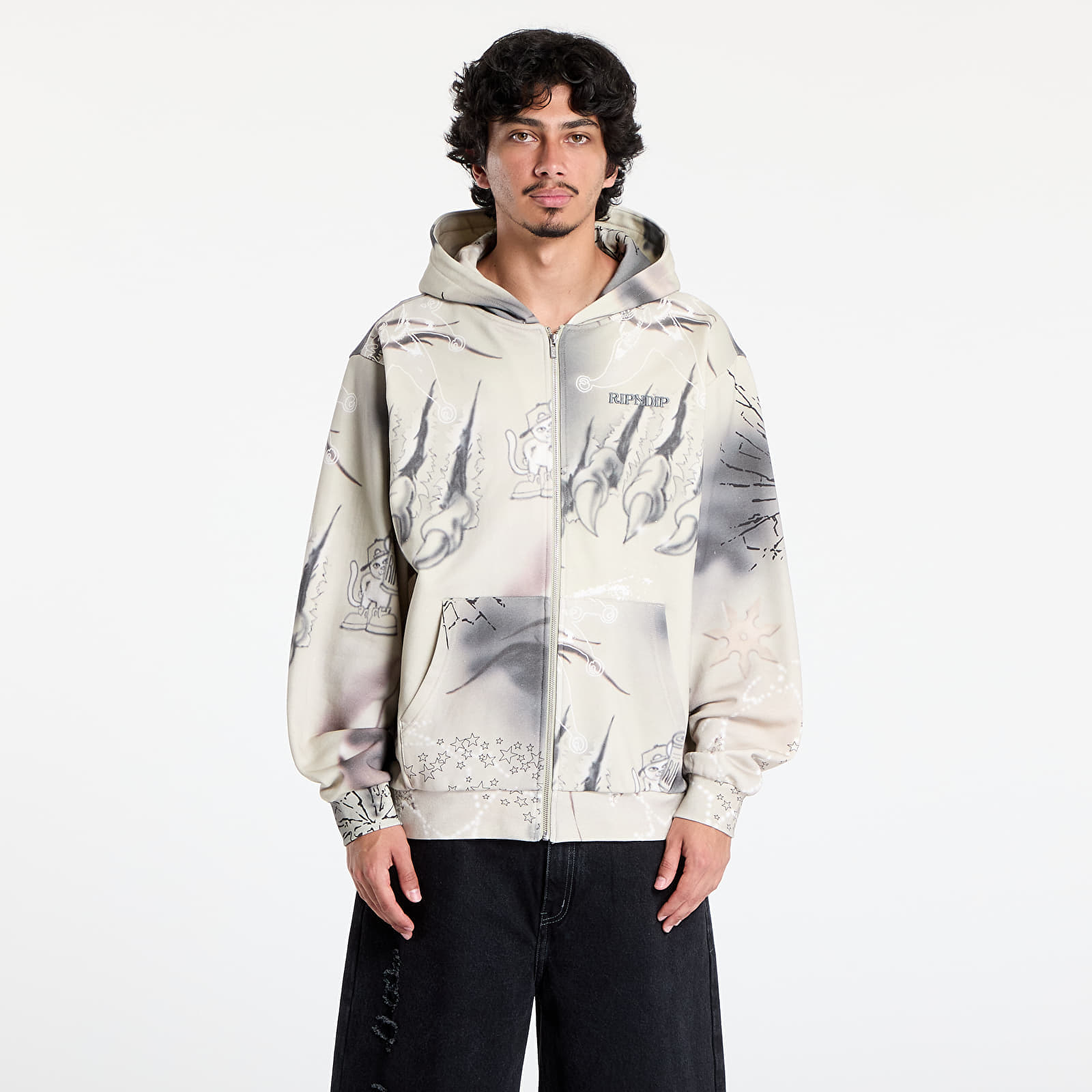 Hanorac RIPNDIP Stargazing Zip Up Hoodie Off White XL