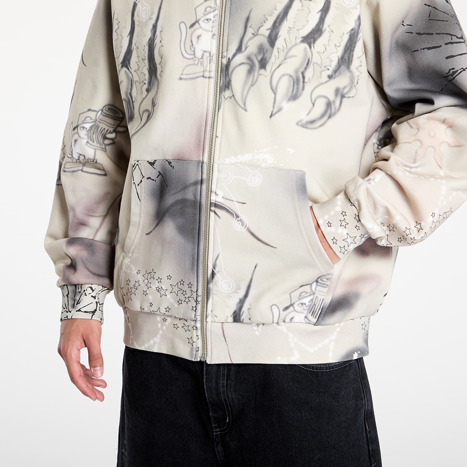 Sudaderas RIPNDIP Stargazing Zip Up Hoodie Off White
