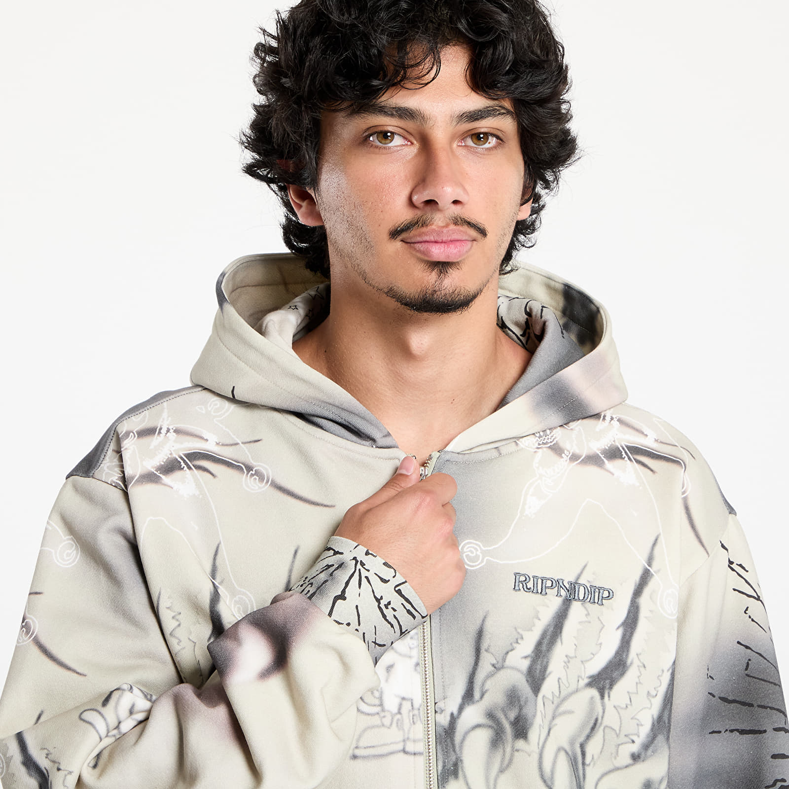 Sudaderas RIPNDIP Stargazing Zip Up Hoodie Off White