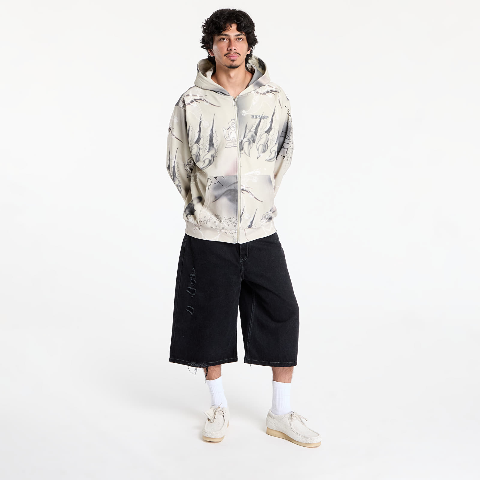 Sudaderas RIPNDIP Stargazing Zip Up Hoodie Off White