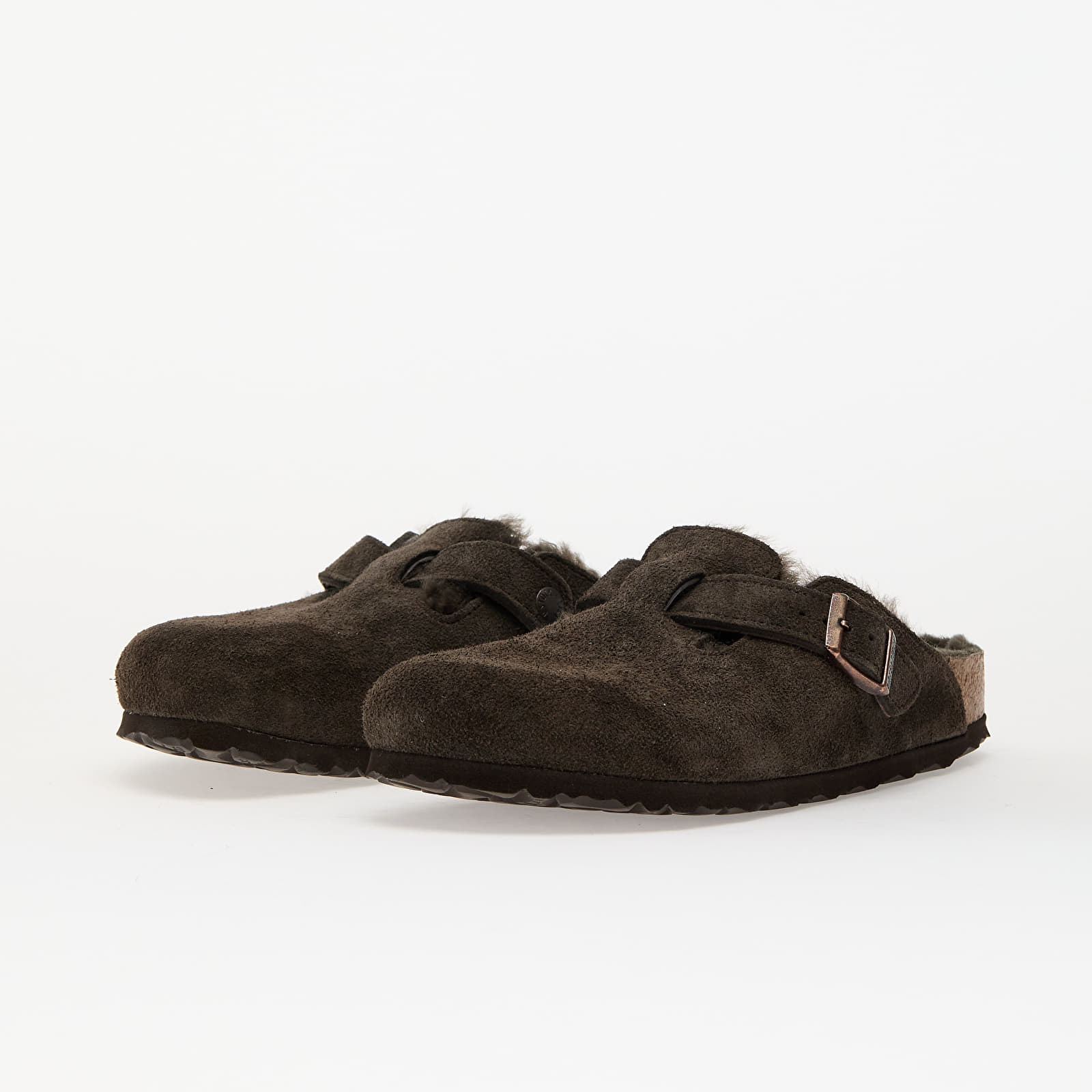 Sieviešu apavi Birkenstock Boston Shearling Suede Leather/ Fur Mocca