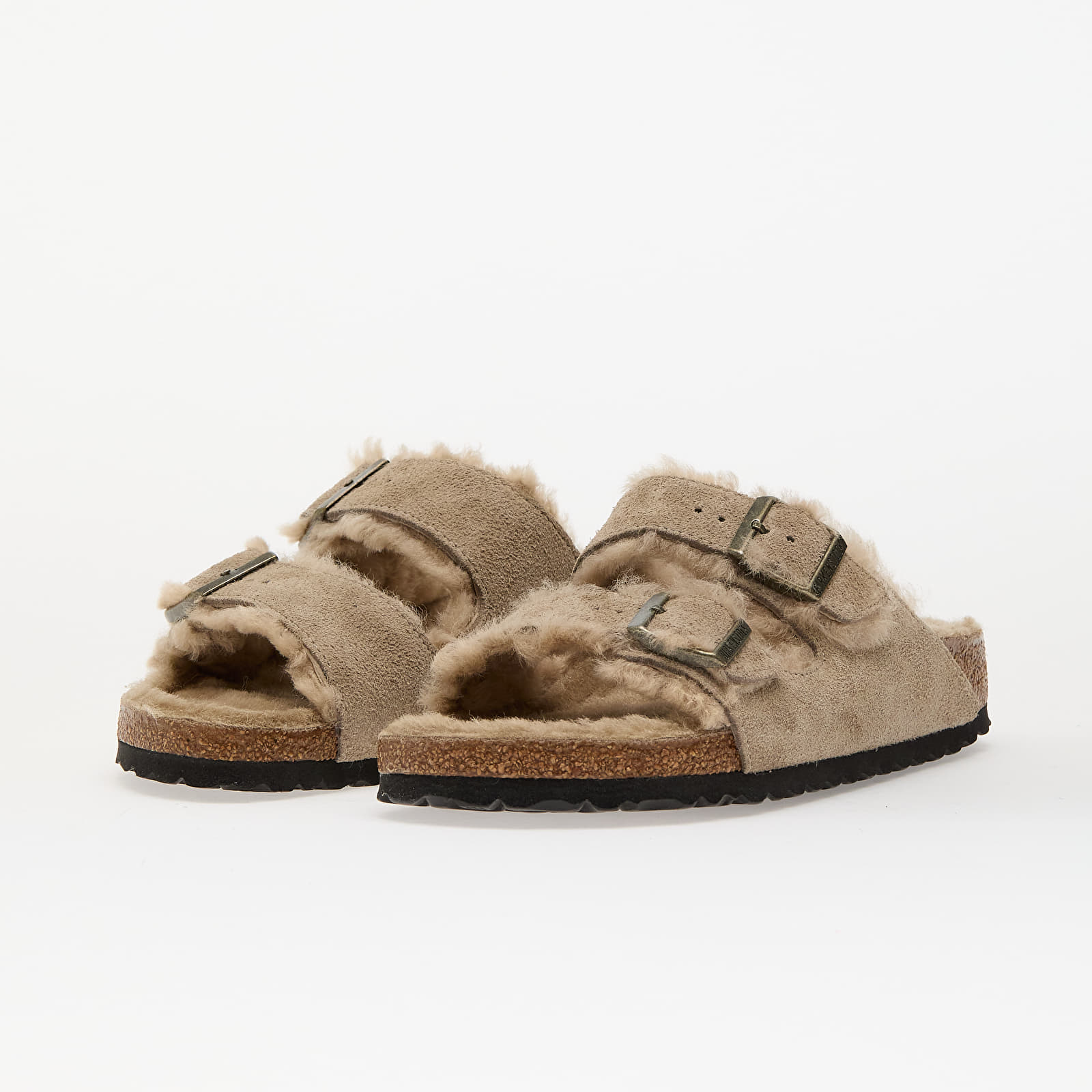 Sieviešu apavi Birkenstock Arizona Shearling Suede Leather/ Fur Taupe